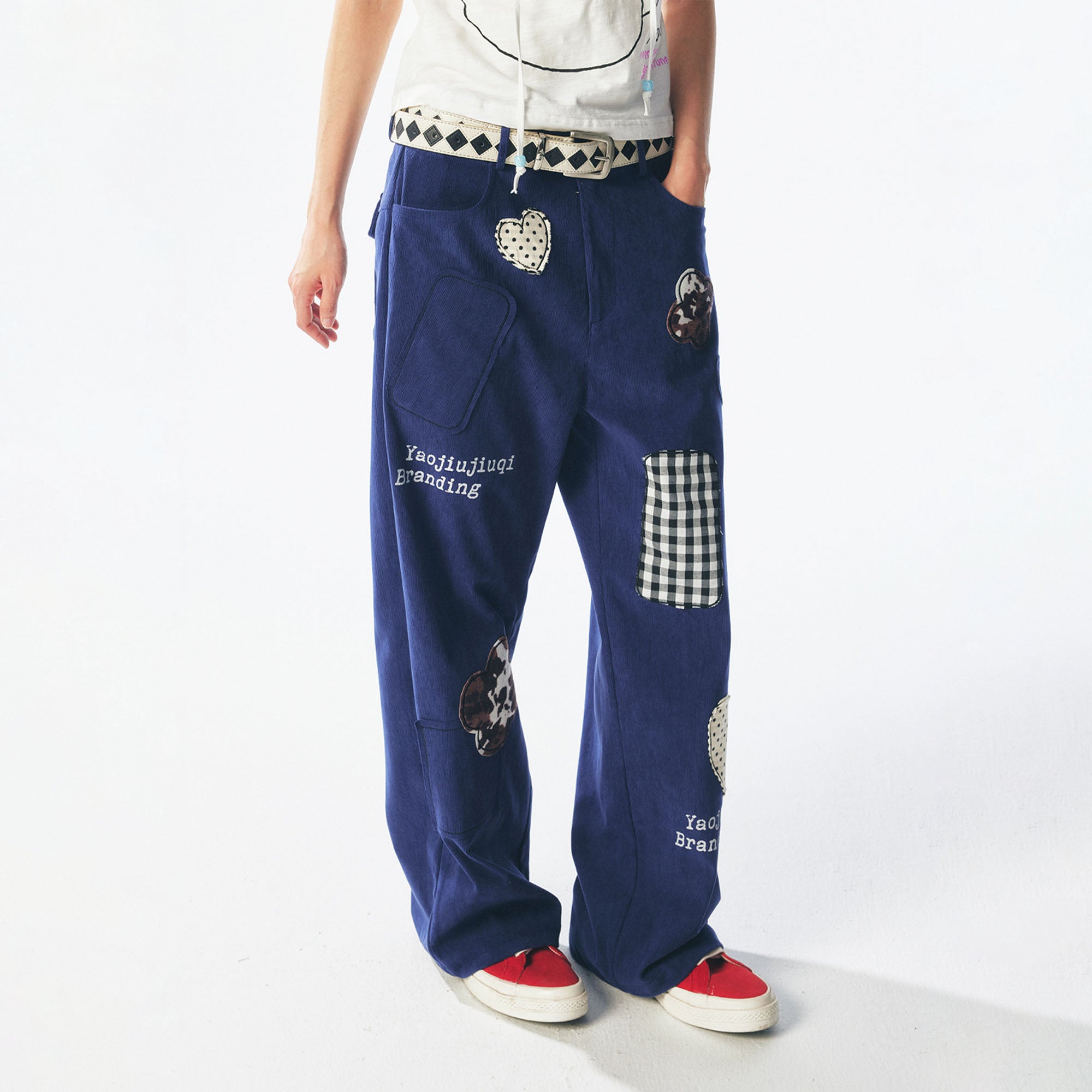 1997 POSTOFFICE Whimsical Patch Straight-Leg Pants