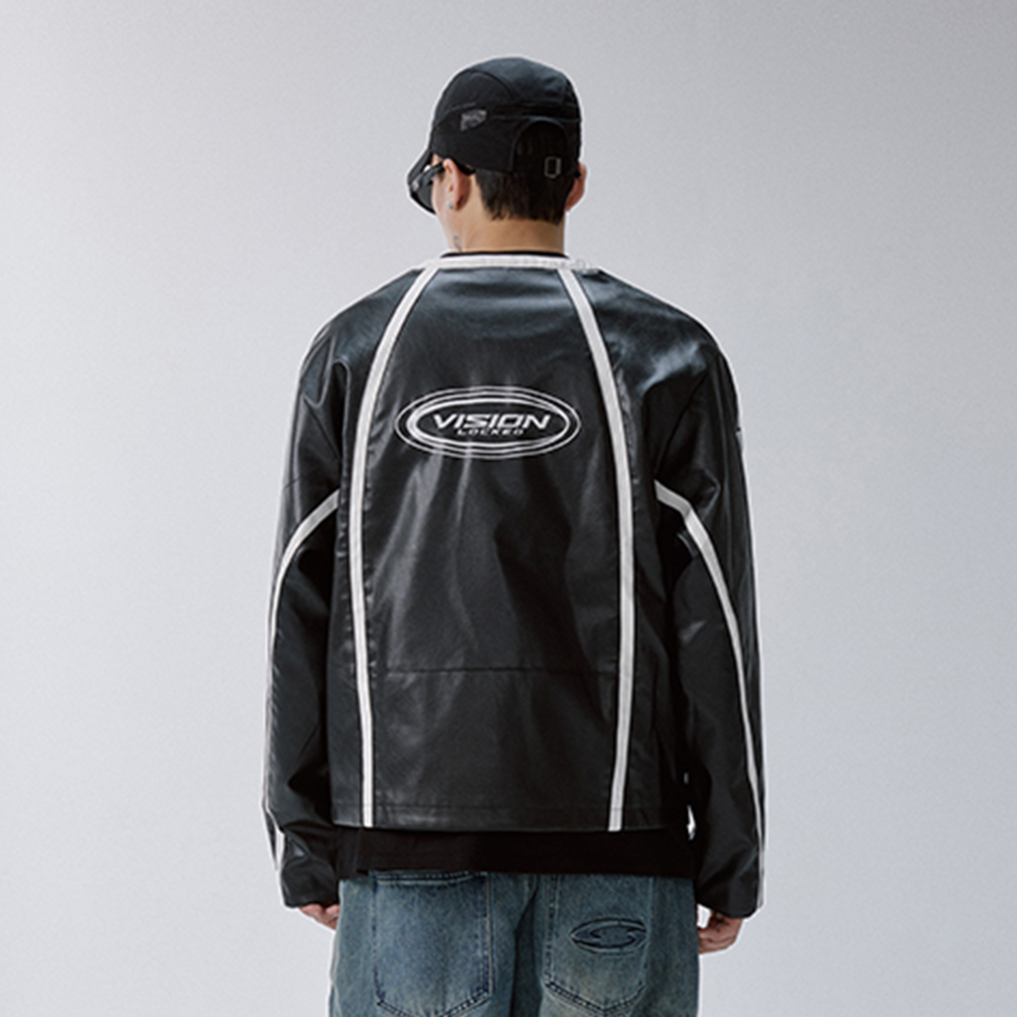 F2CE Racing Patch Contrast Panel PU Moto Jacket
