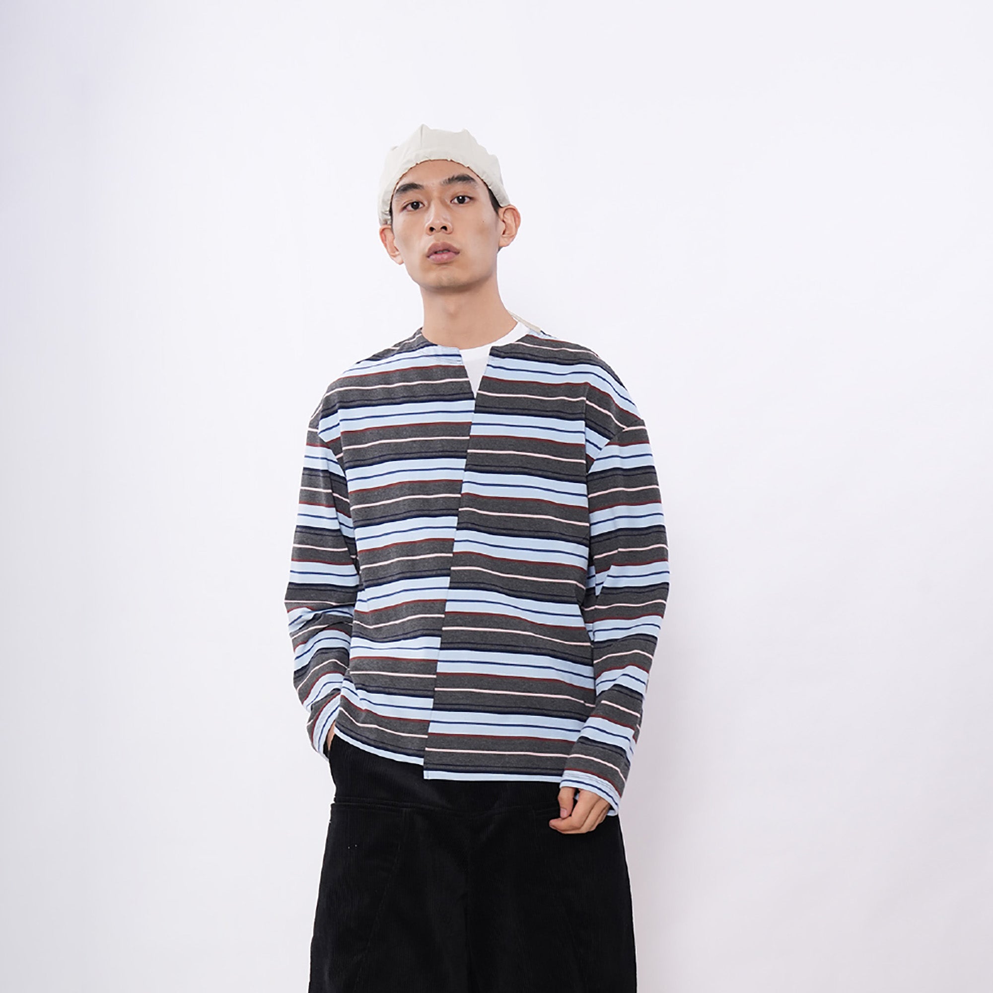 7440 37 1 Asymmetrical Stripe Panel Long Sleeve, premium urban and streetwear designers apparel on PROJECTISR.com, 7440 37 1