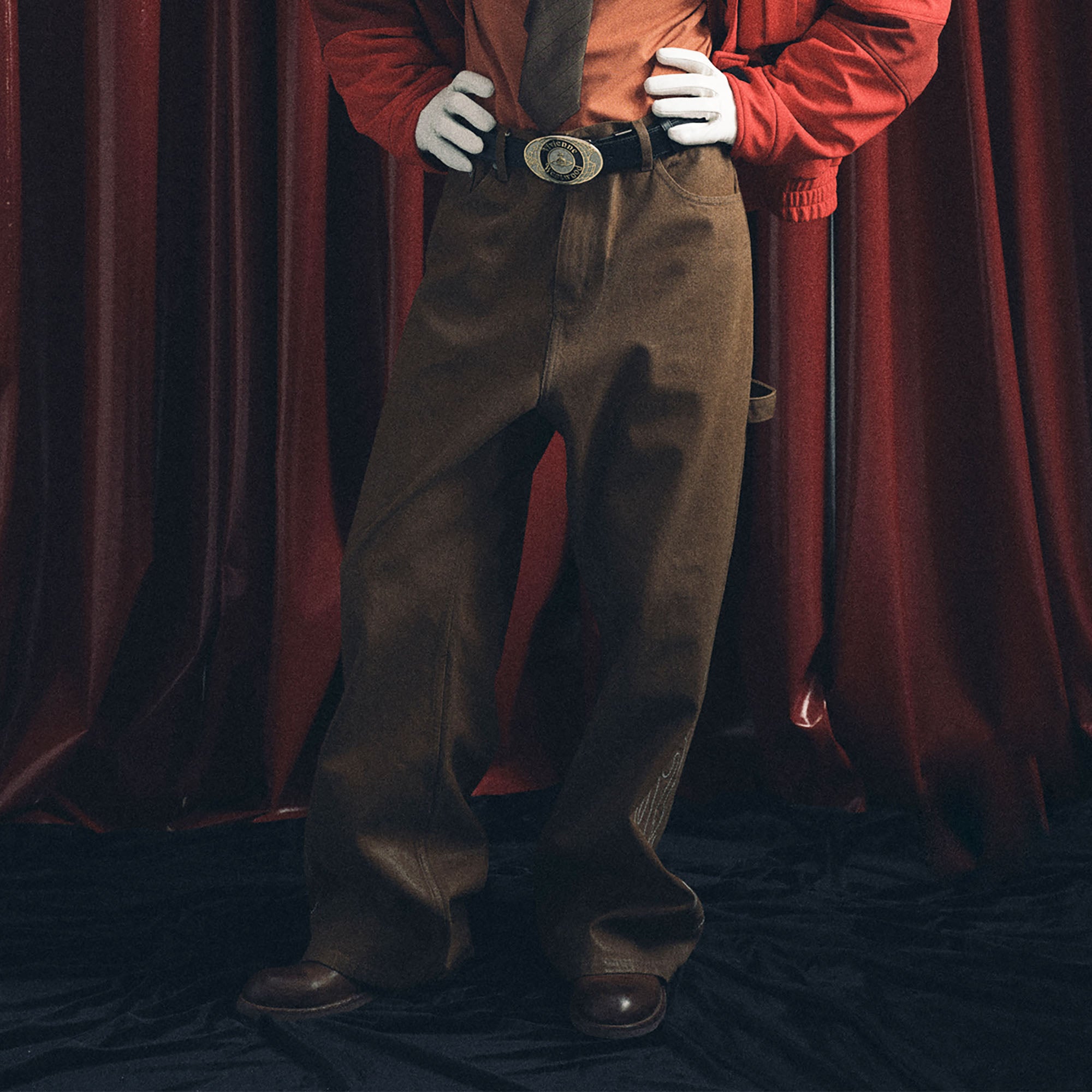 TRECLUB Waxed Flame Embroidery Jeans
