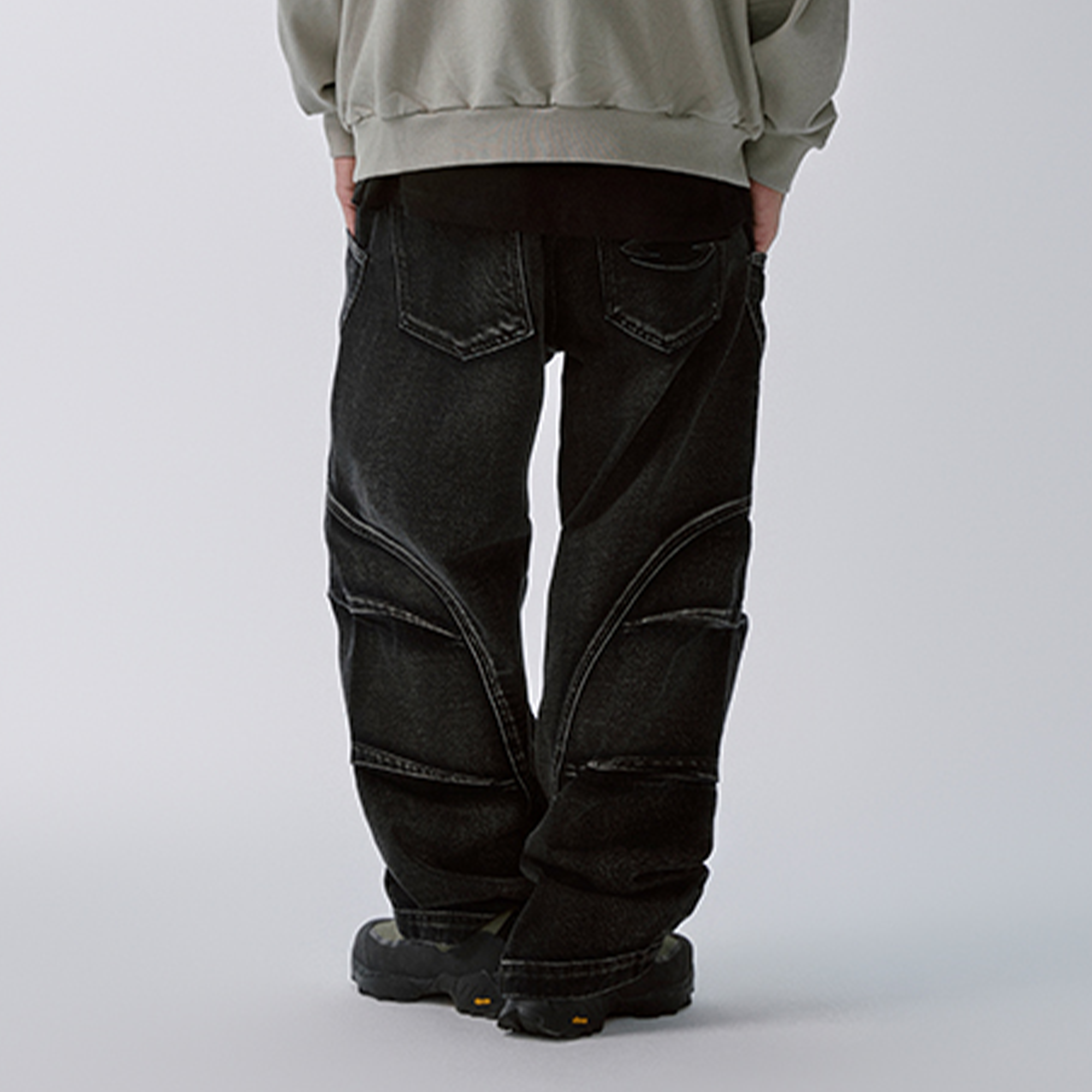 F2CE Washed Deconstructed Oversized Denim Cargo Pants