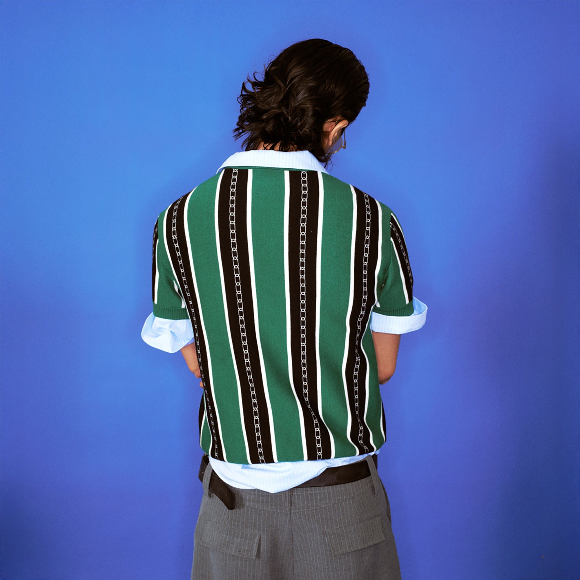 TRECLUB Retro Chain Stripe Knit T-Shirt, premium urban and streetwear designers apparel on PROJECTISR.com, TRECLUB