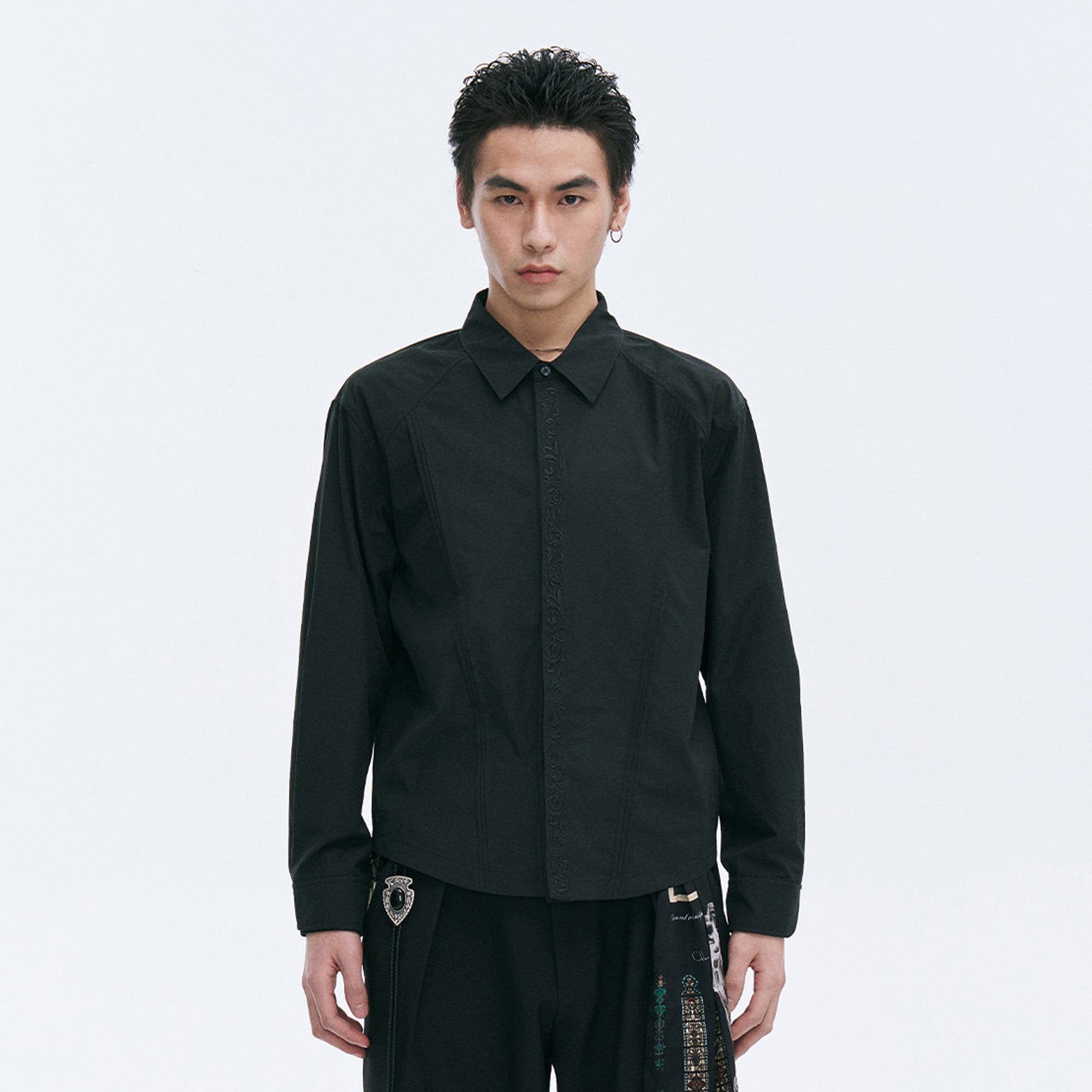 CATSSTAC Layered Seamline Floral Embroidered Shirt, premium urban and streetwear designers apparel on PROJECTISR.com, CATSSTAC