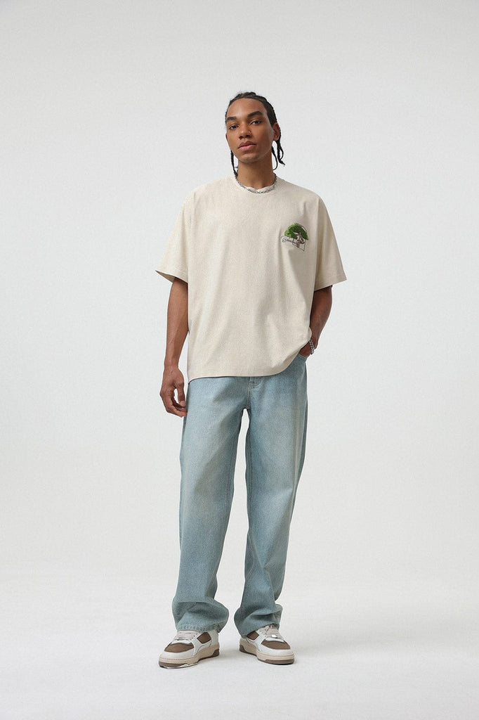 BONELESS Embroidered Tree Faux Suede T-Shirt, premium urban and streetwear designers apparel on PROJECTISR.com, BONELESS