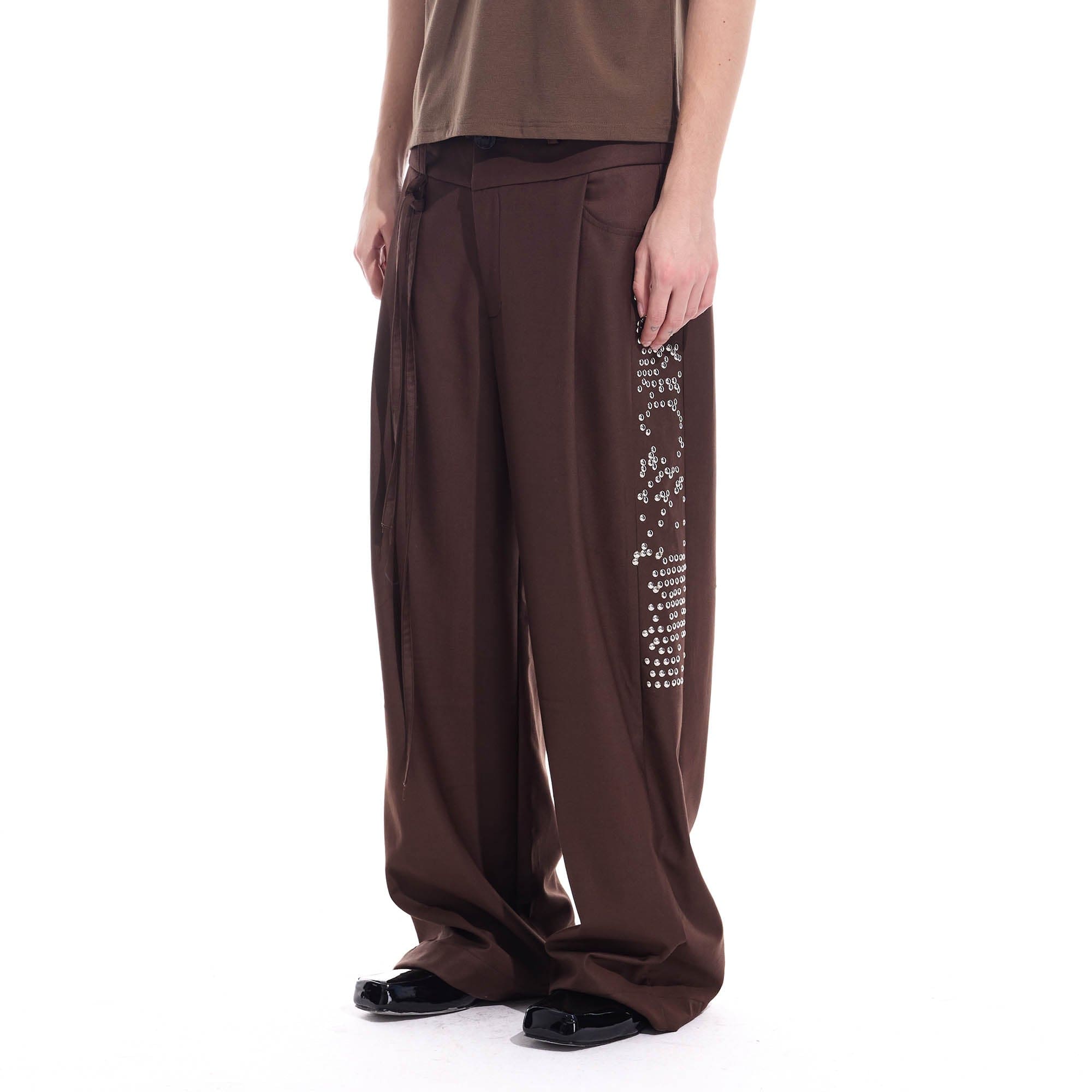 WHISTLEHUNTER Studded-Side Strap Straight-Leg Pants, premium urban and streetwear designers apparel on PROJECTISR.com, WHISTLEHUNTER