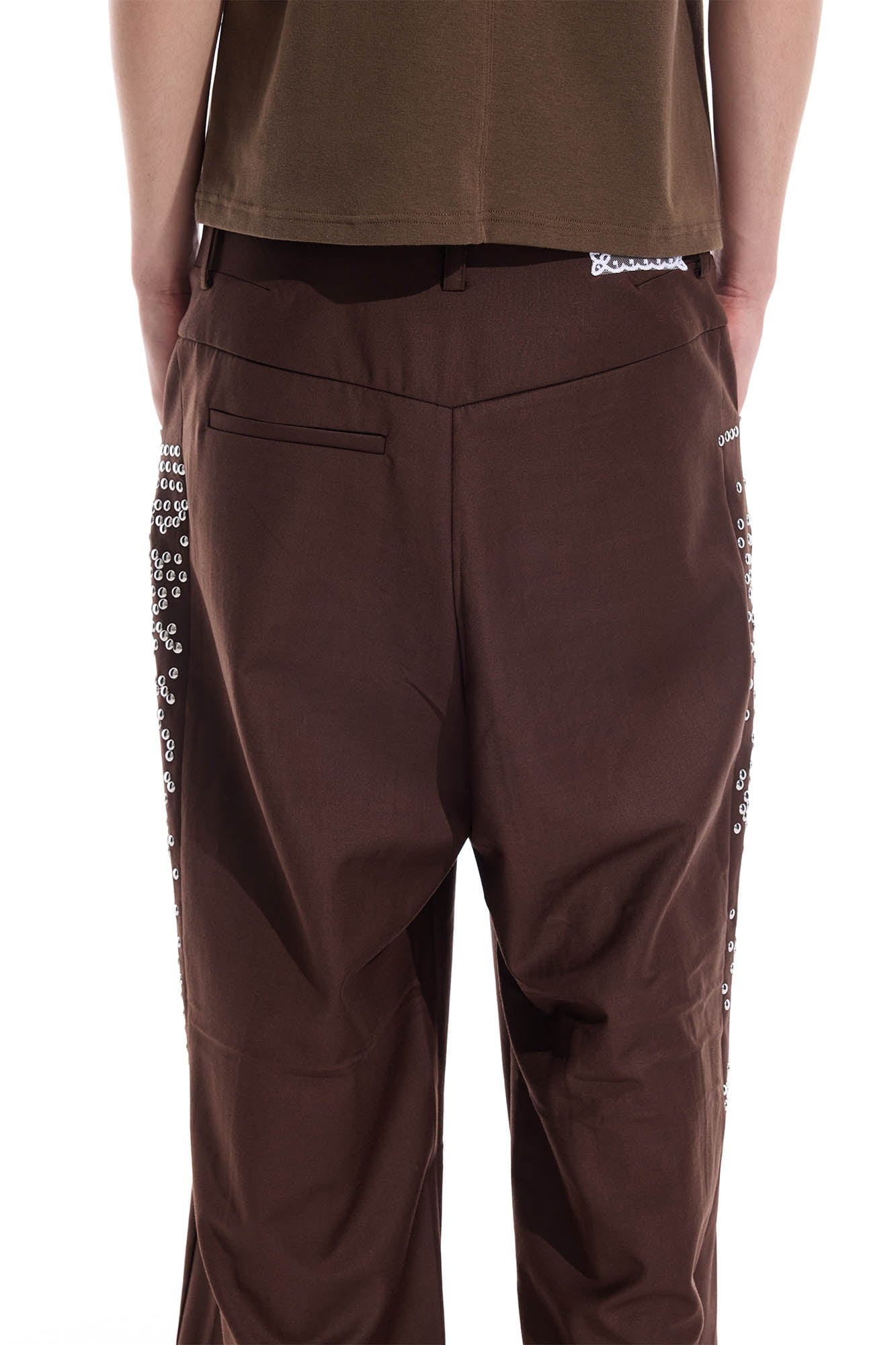 WHISTLEHUNTER Studded-Side Strap Straight-Leg Pants, premium urban and streetwear designers apparel on PROJECTISR.com, WHISTLEHUNTER
