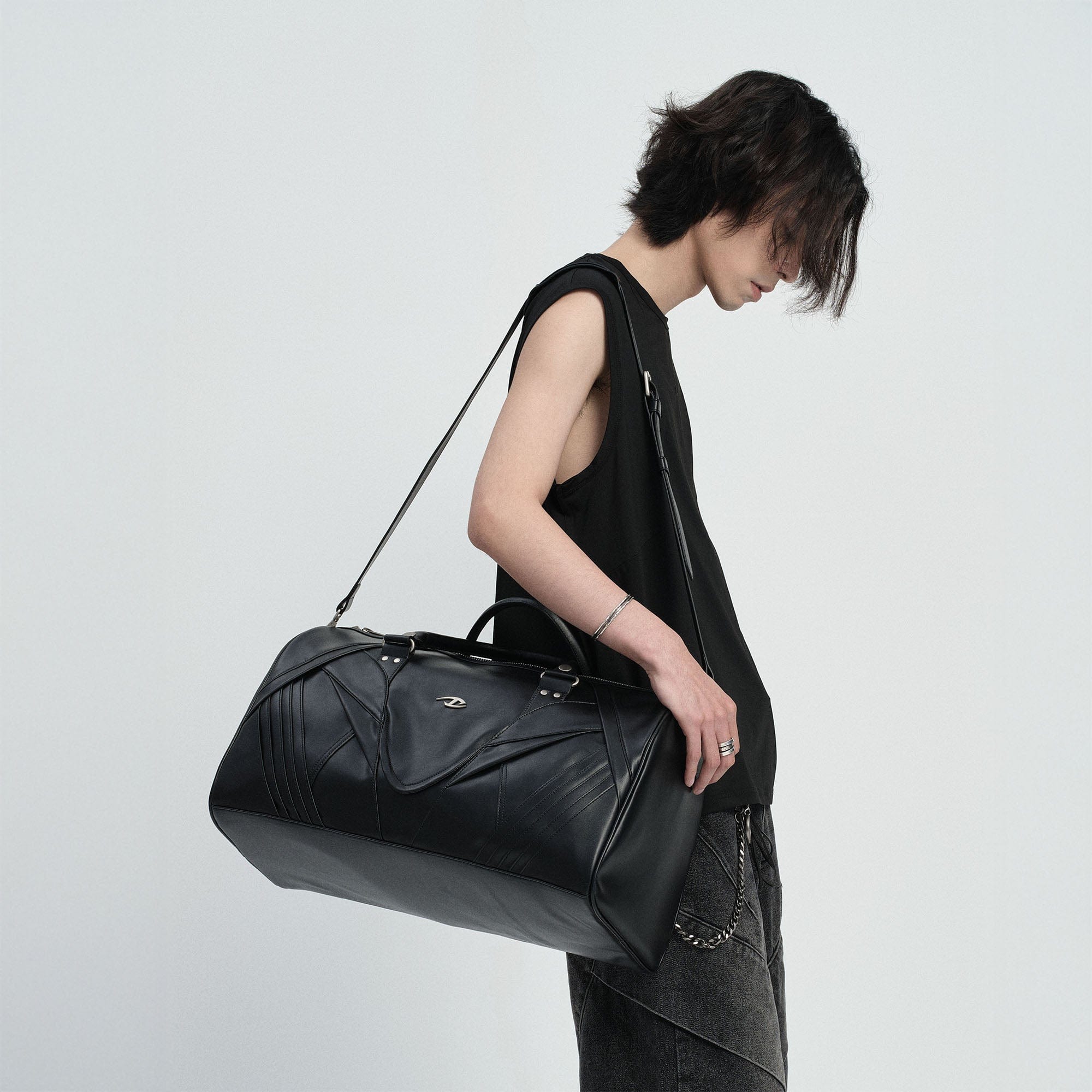 CATSSTAC Paneled Faux Leather Weekender Bag, premium urban and streetwear designers apparel on PROJECTISR.com, CATSSTAC