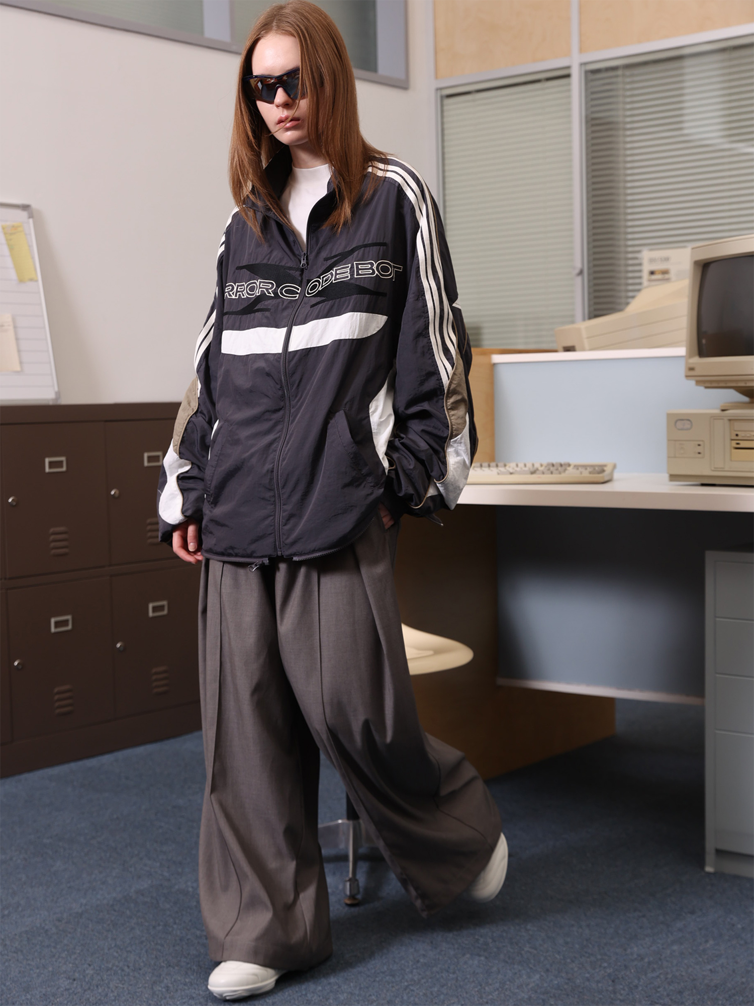 ERROR CODE ROBOT Invertible Contrast Panel Track Jacket