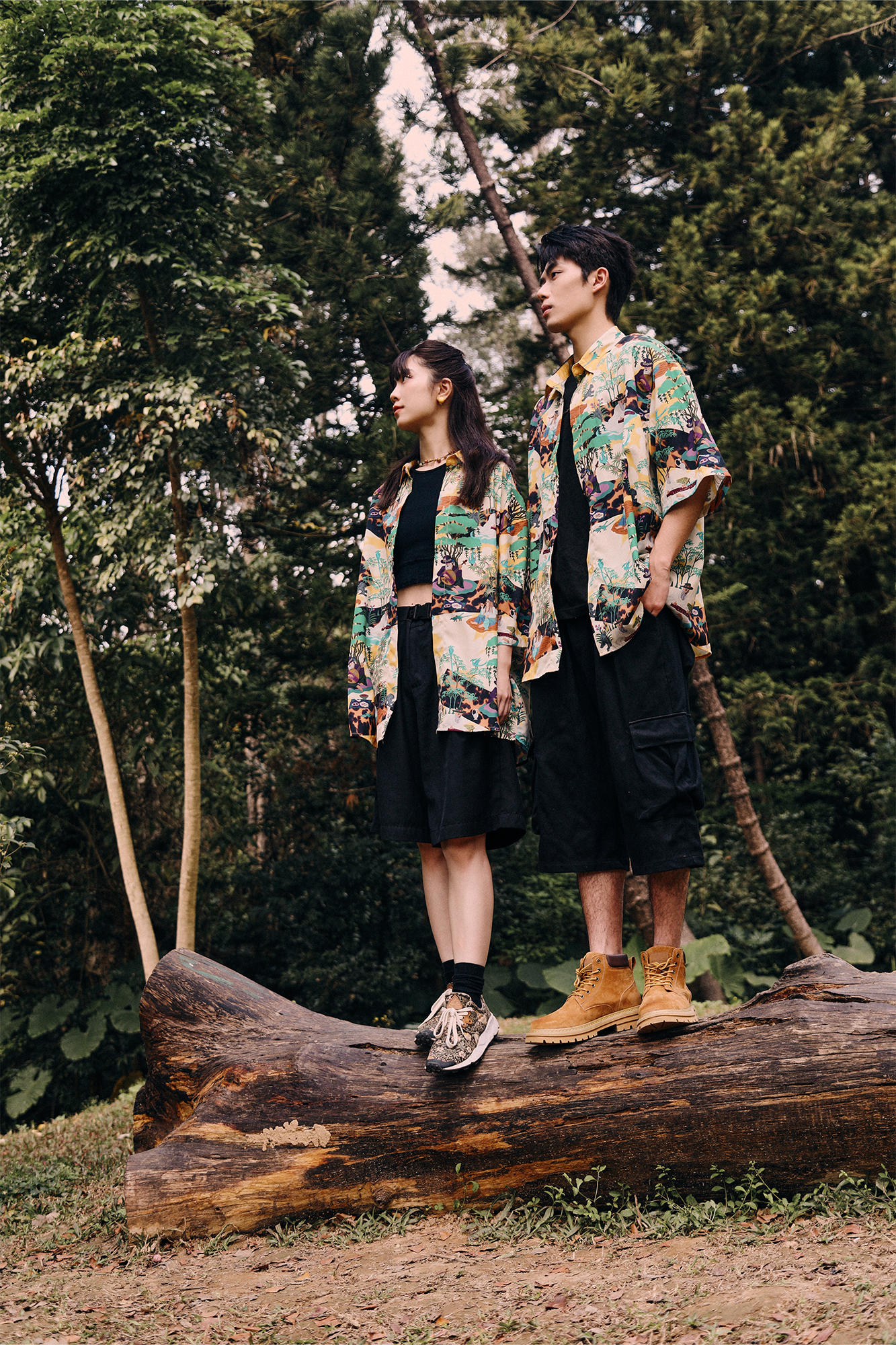 MASH UP ASIA Contrast Full-Print Half Shirt, premium urban and streetwear designers apparel on PROJECTISR.com, MASH UP ASIA