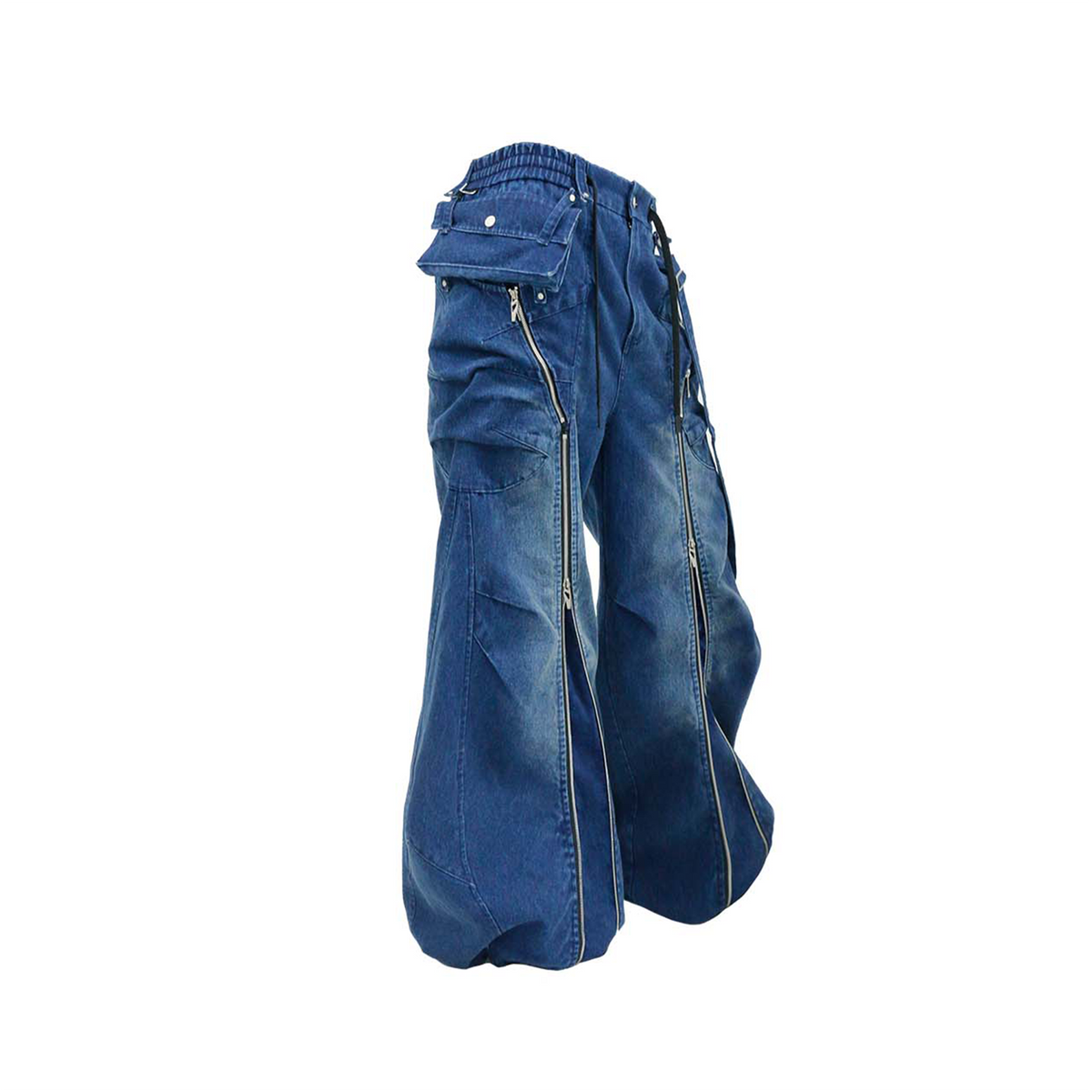 RELABEL Washed Detachable Suspender Cargo Jeans
