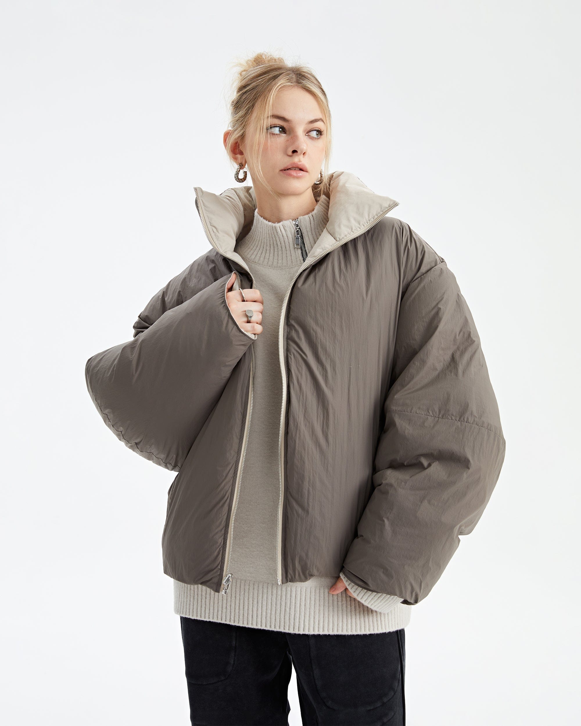 ORGANIC EMOTION Reversible Oversized Waterproof Down Jacket