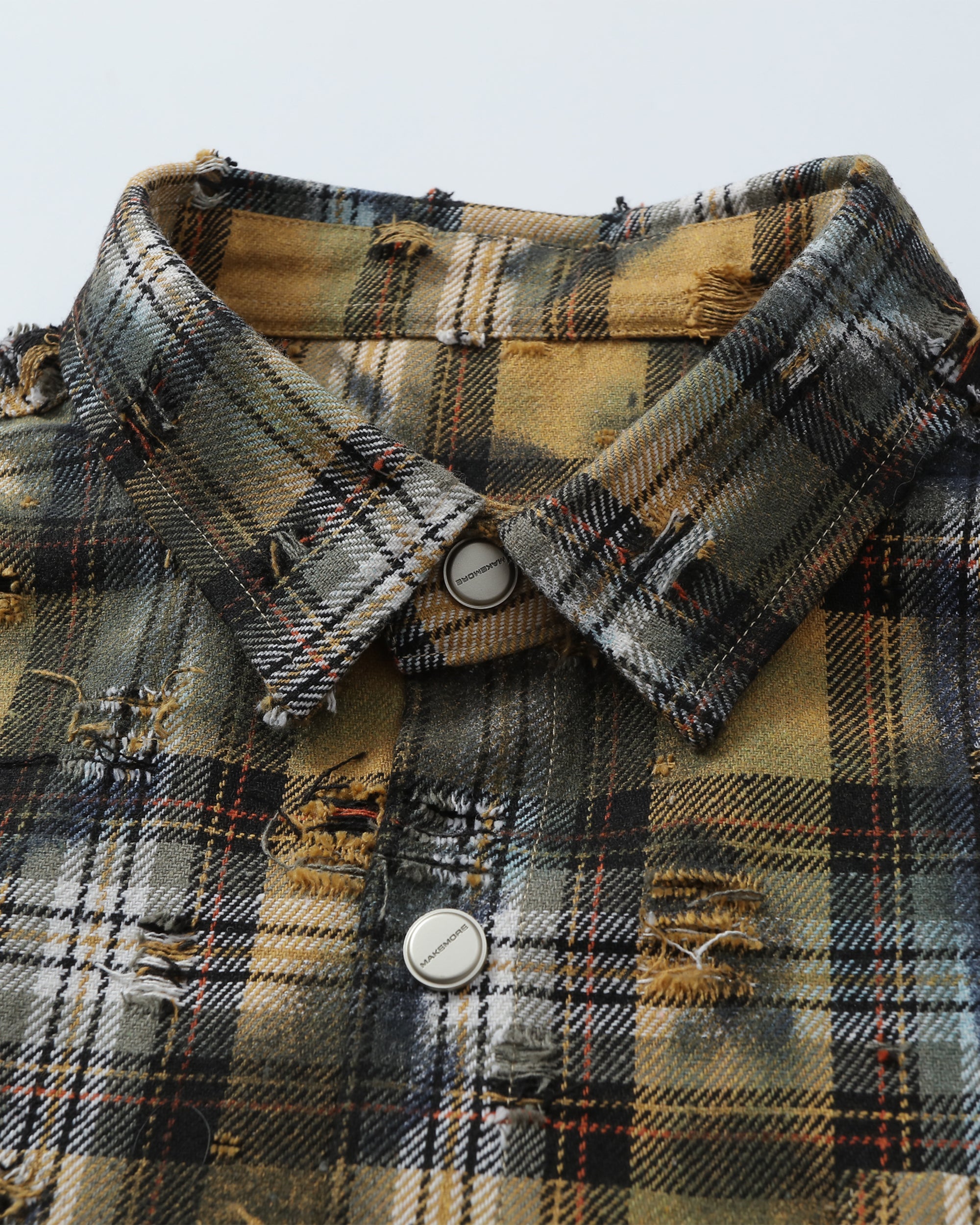 MAKEMORE Classic Distress Plaid Shirt