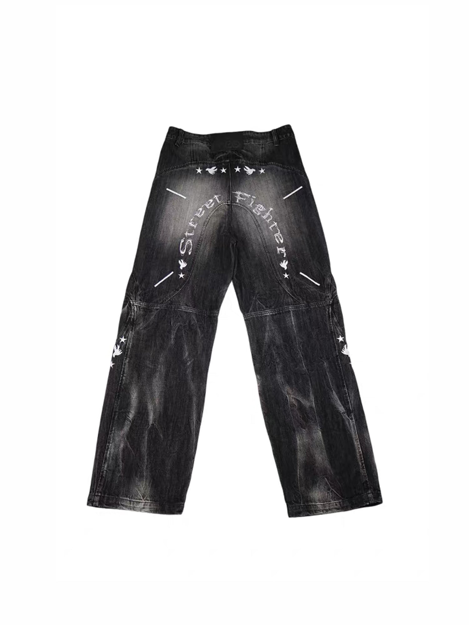 VINKID Washed Graphic Wide-Leg Jeans, premium urban and streetwear designers apparel on PROJECTISR.com, VINKID