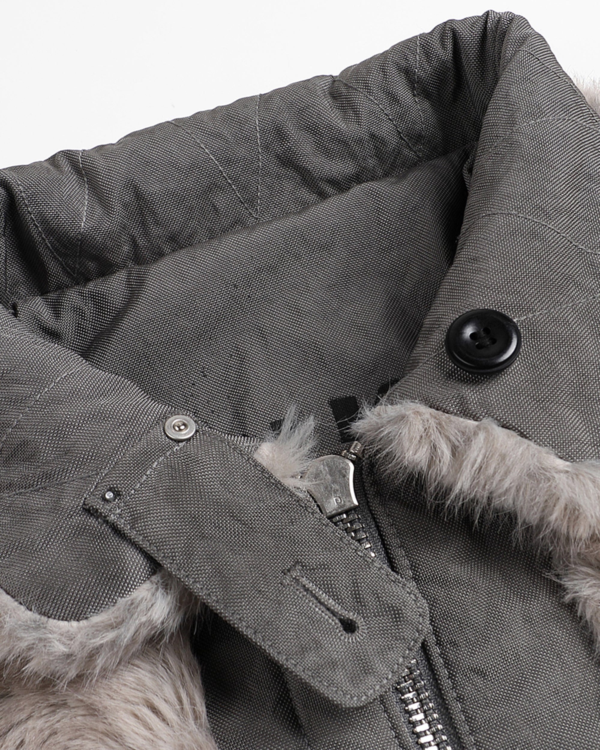 FACEONLAB Distressed Reversible Fuzzy N1 Military Jacket Grey