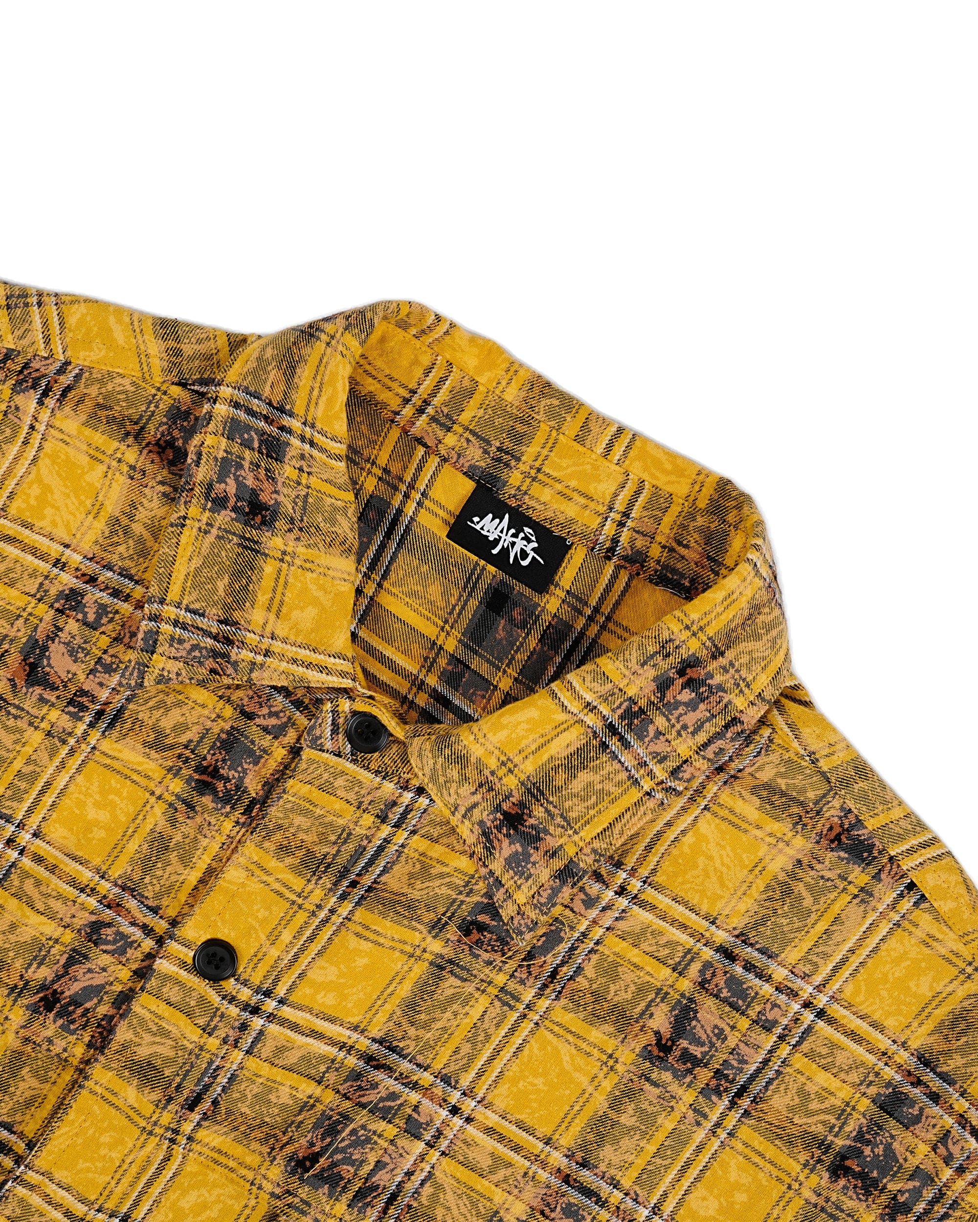 MAKEMORE Retro Plaid Shirt Yellow, premium urban and streetwear designers apparel on PROJECTISR.com, MAKEMORE