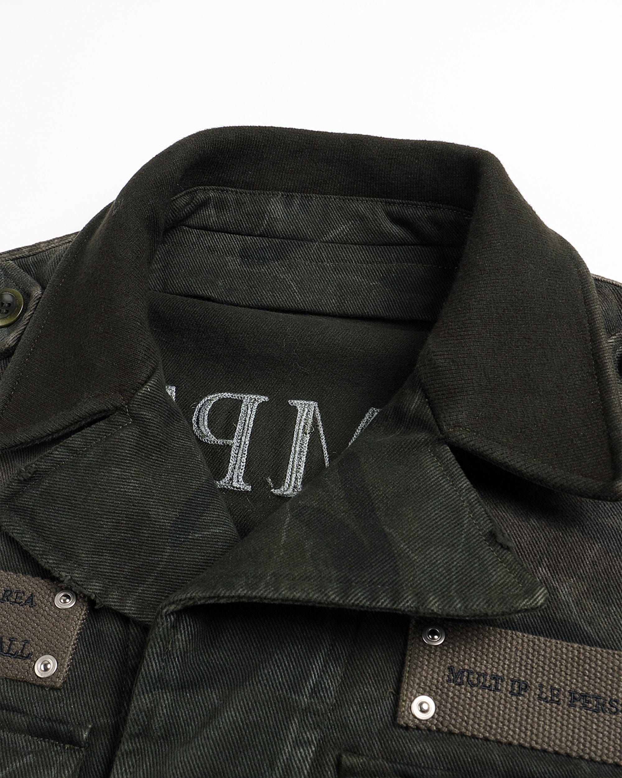 FACEONLAB Distressed P37 Rivet Jacket Army Green