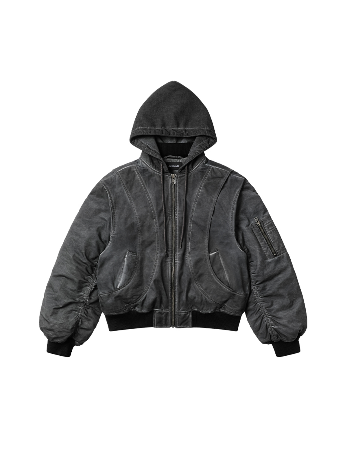 AVINMADE Washed Stitch Hooded Bomber Jacket