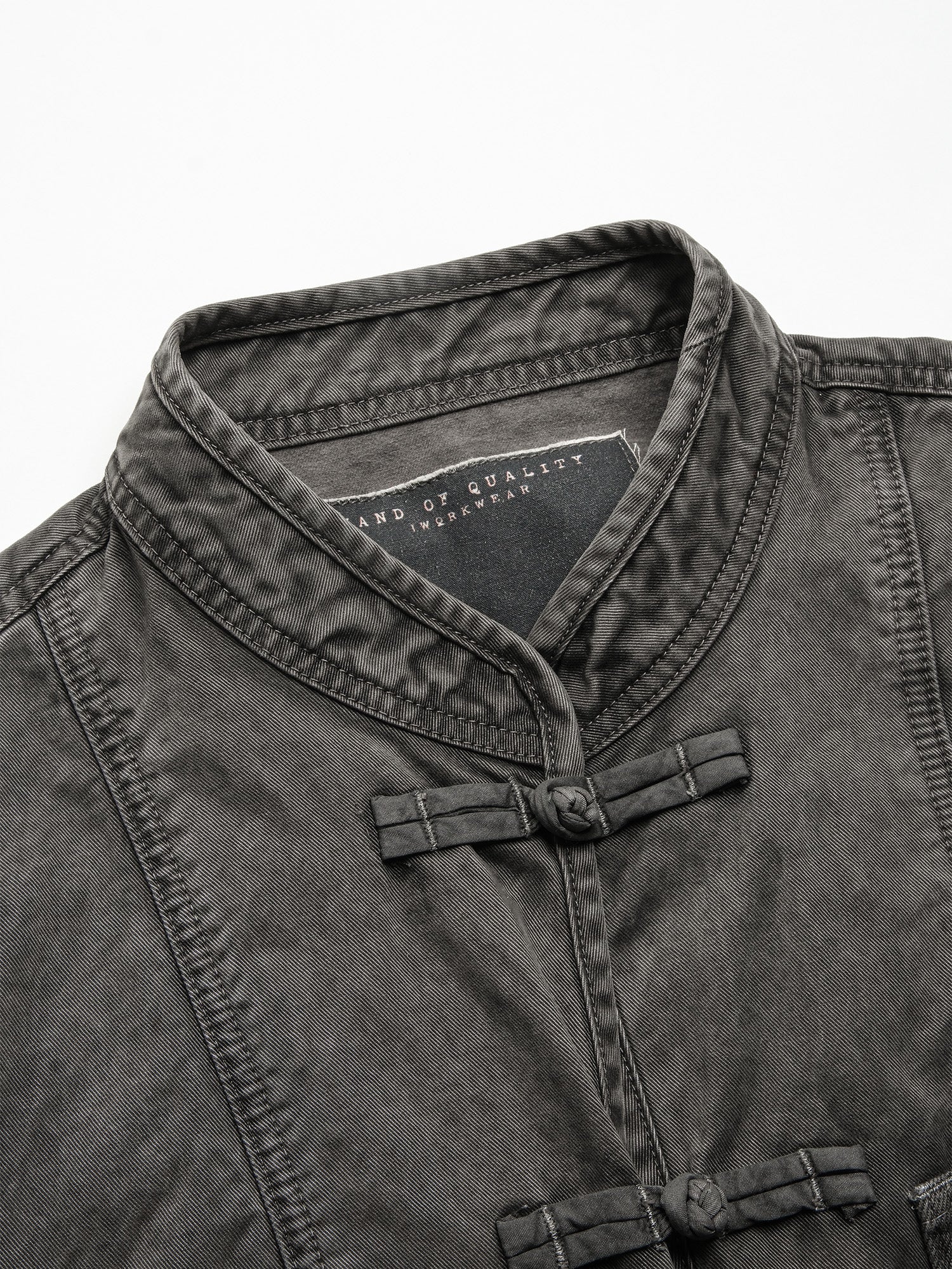 NEIGBORL Washed Frog-Closure Stand-Collar Jacket, premium urban and streetwear designers apparel on PROJECTISR.com, NEIGBORL