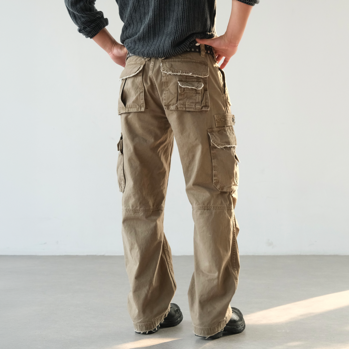 NEIGBORL Retro Washed Pleated Straight-Leg Pants