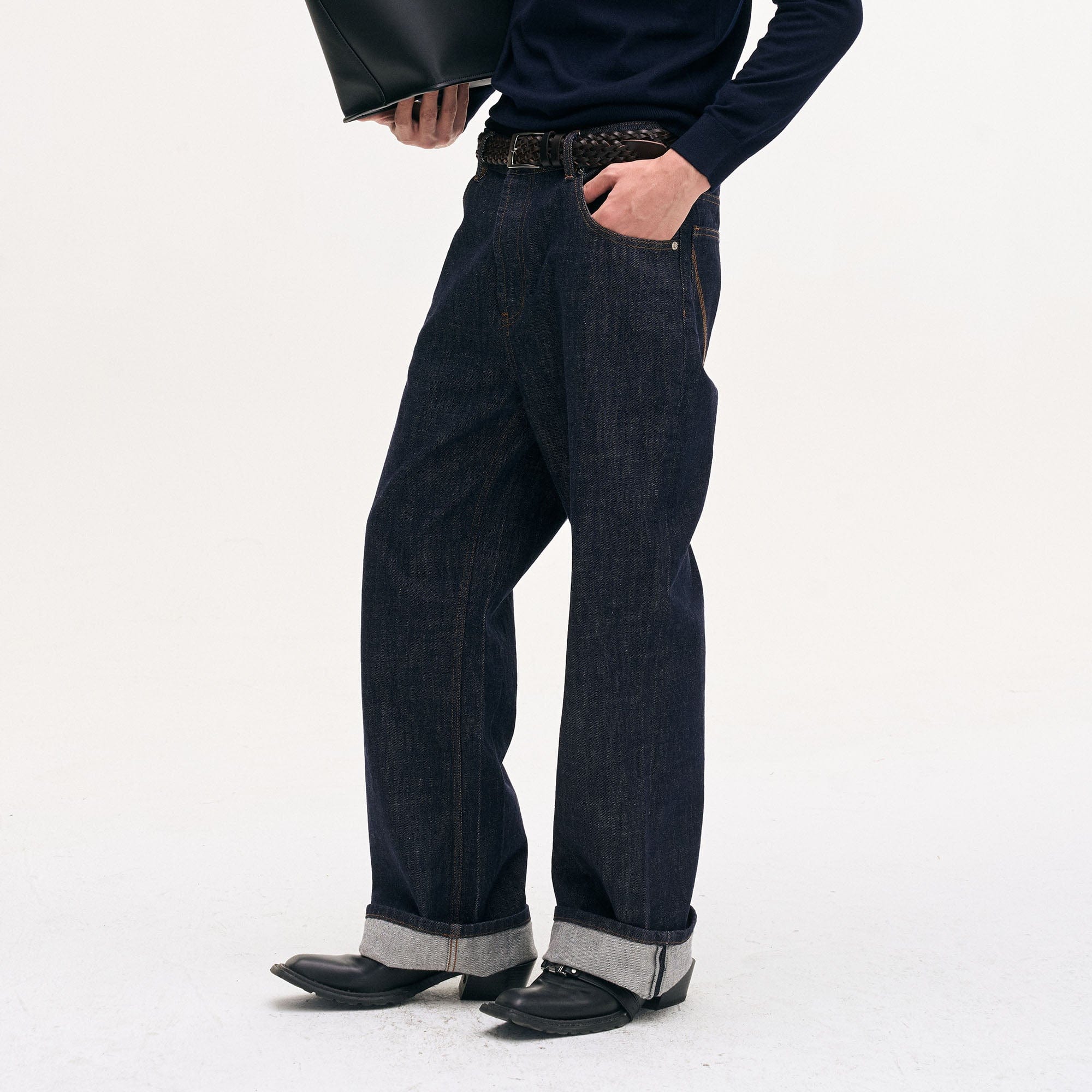 LEONSENSE Classical Straight-Leg Raw Jeans, premium urban and streetwear designers apparel on PROJECTISR.com, LEONSENSE