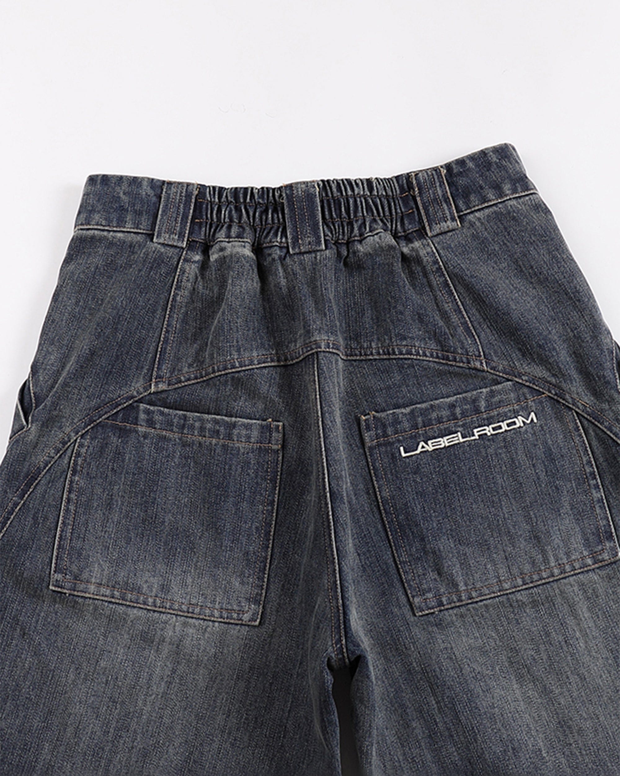 49PERCENT Deconstructed Washed Embroidered Logo Jeans