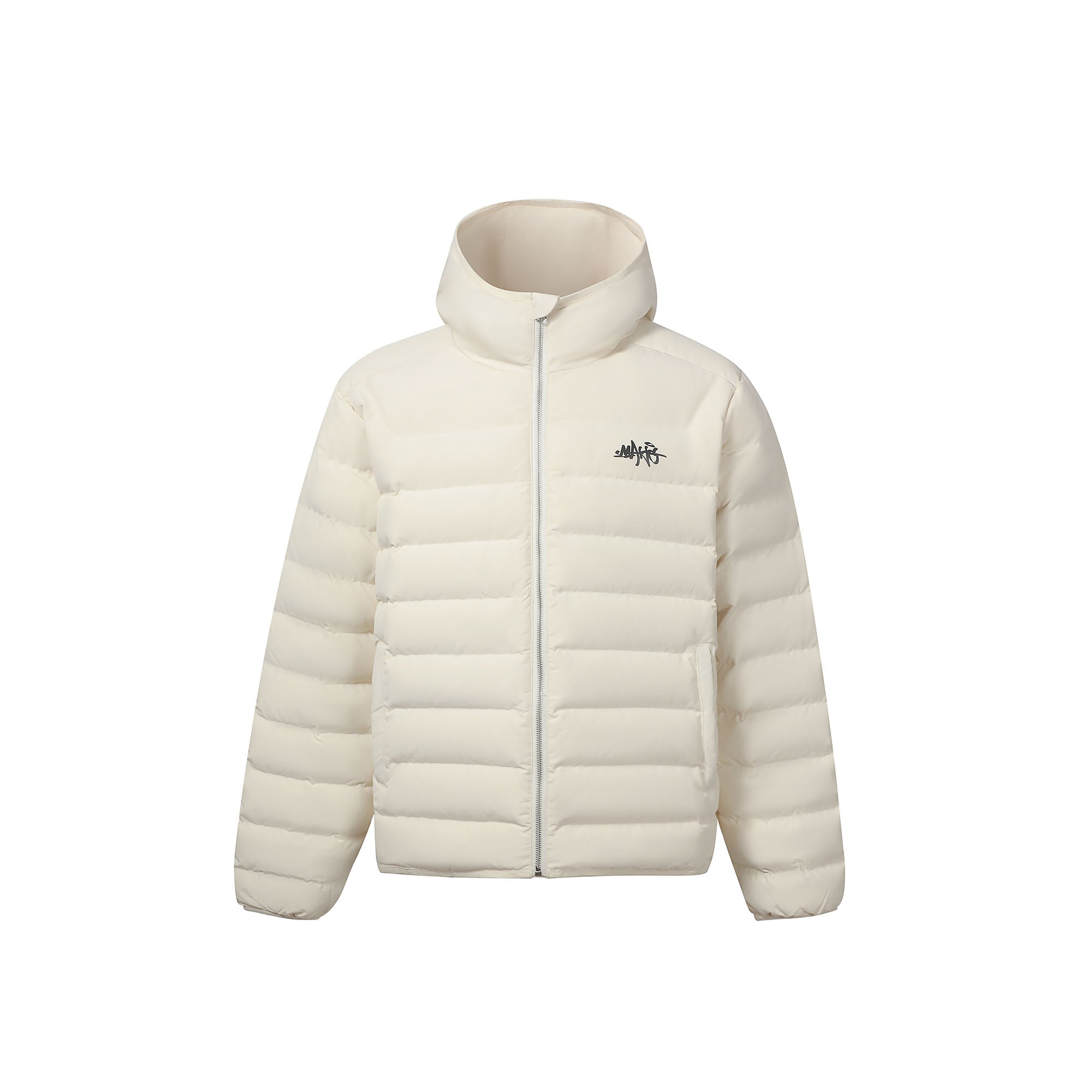 MAKEMORE LOGO Embroidered Elastic Quilted Down Jacket