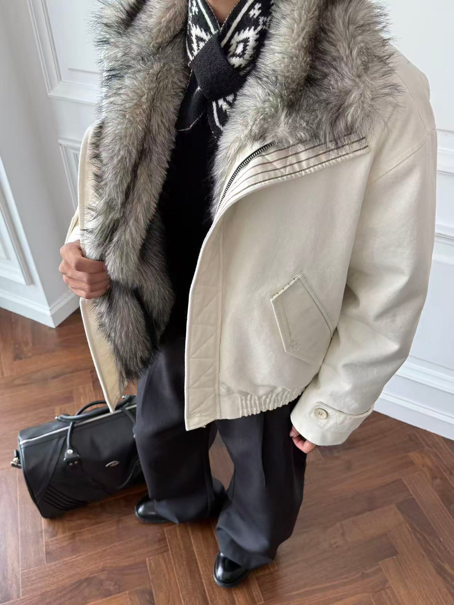 CATSSTAC Essential Faux-Fur Lined Stand-Collar Jacket, premium urban and streetwear designers apparel on PROJECTISR.com, CATSSTAC