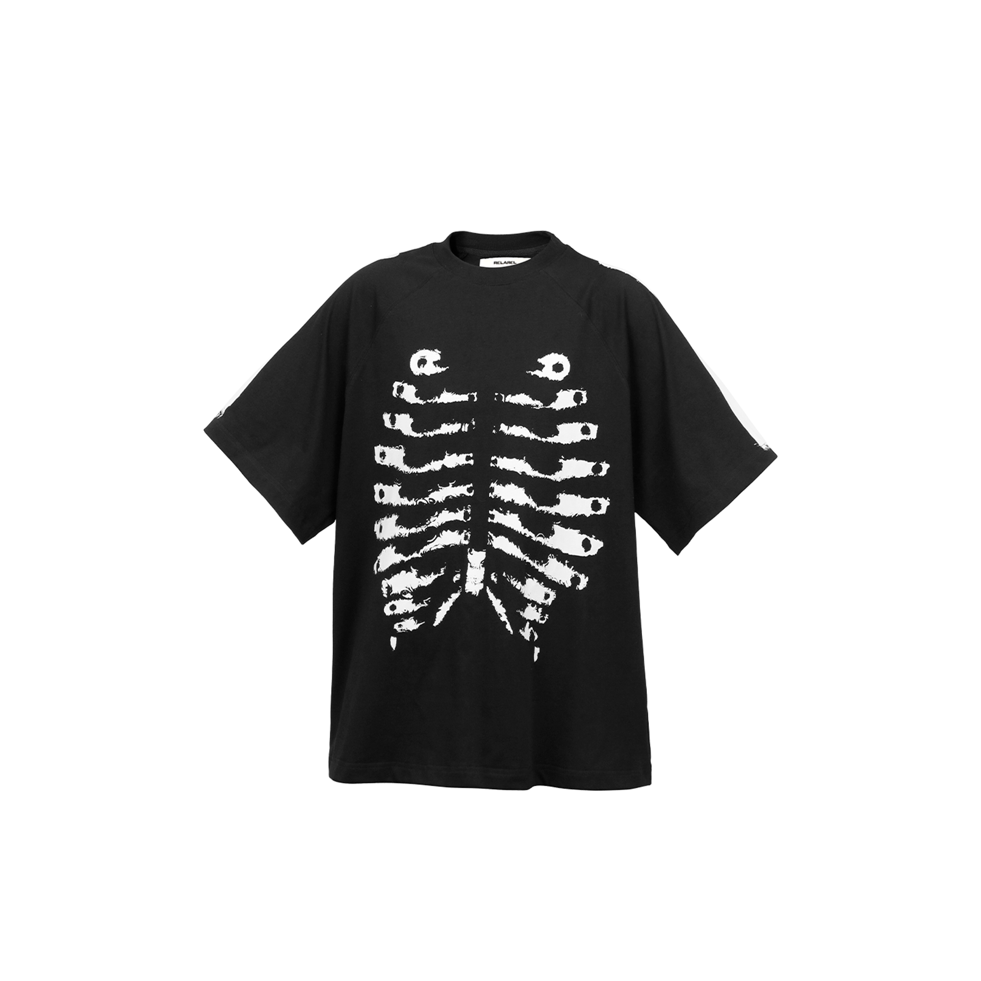 RELABEL Distressed Skeleton Graphic Oversized T-Shirt, premium urban and streetwear designers apparel on PROJECTISR.com, RELABEL