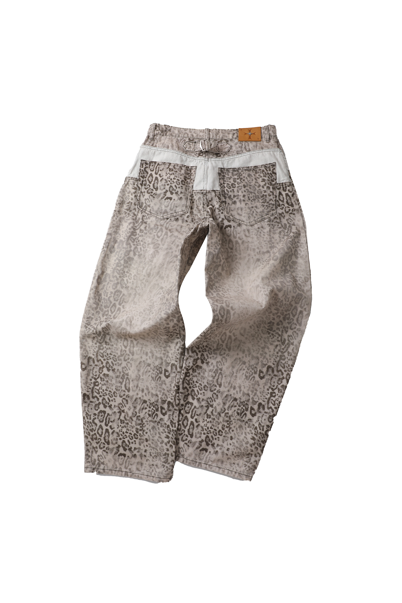 STEEPC Leopard Washed Paneled Wide-Leg Pants, premium urban and streetwear designers apparel on PROJECTISR.com, STEEPC