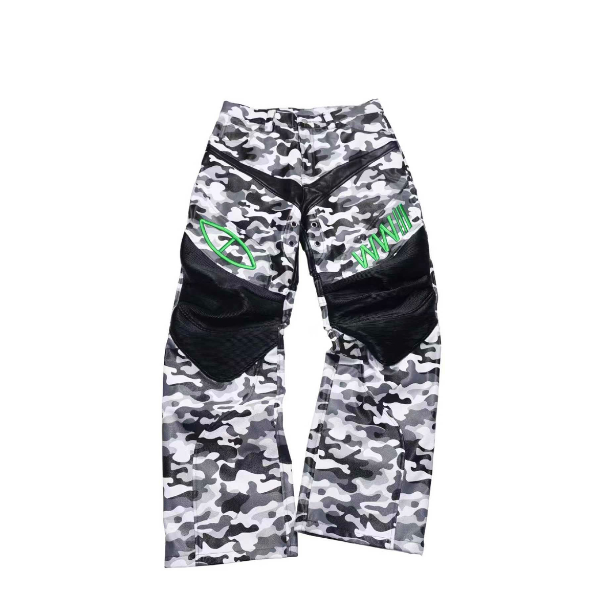PCCVISION x GMK Camo Panel Embroidered Moto Pants PCCVISION x GMK Camo Panel Embroidered Moto Pants
