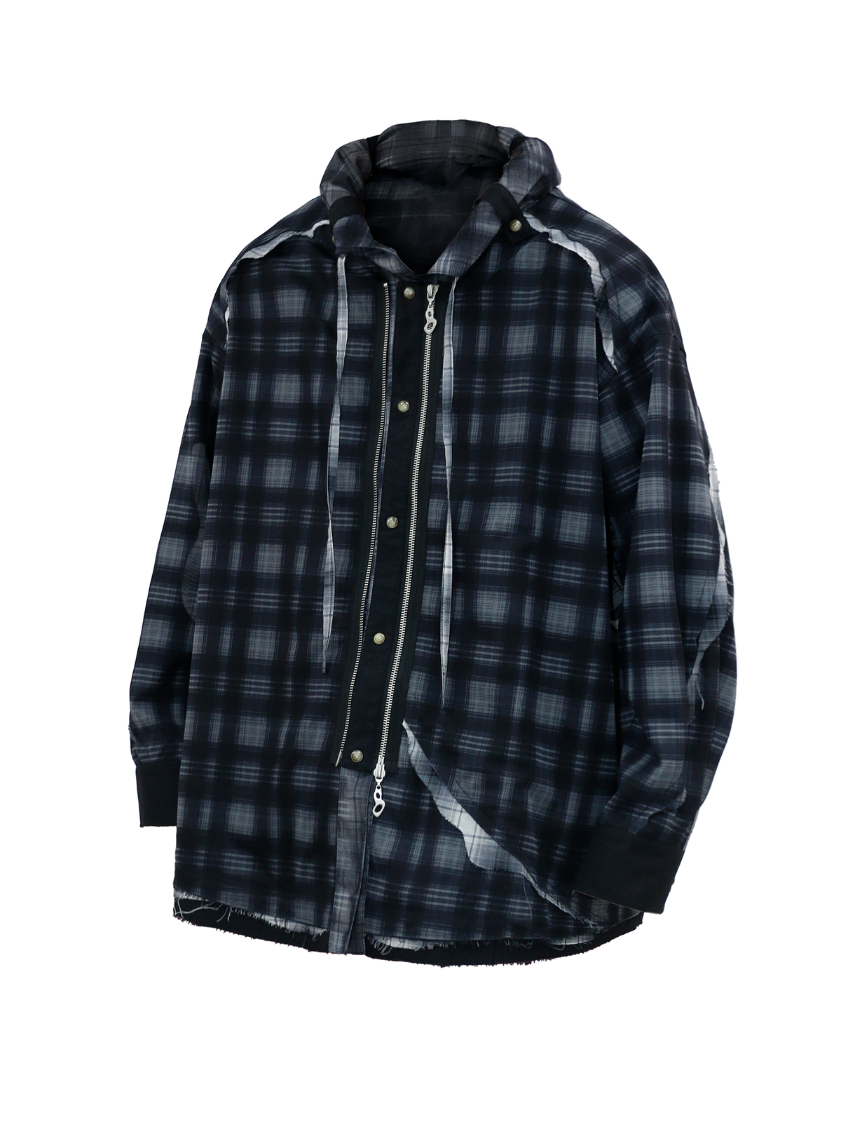 RELABEL Plaid Layered Oversized Hooded Shirt