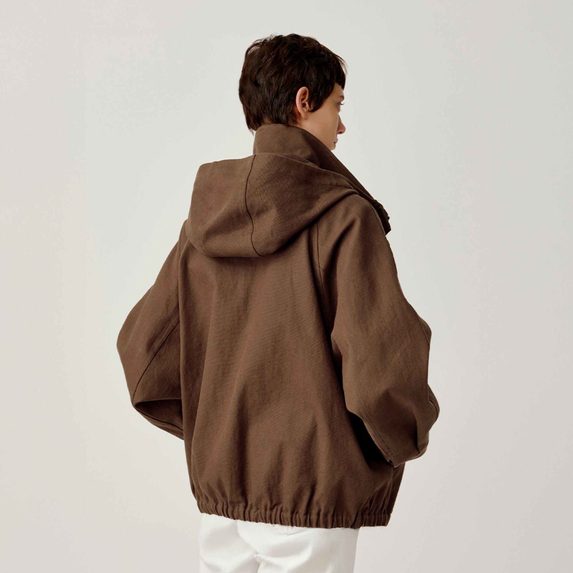 OPICLOTH Stand-Collar Drawstring Utility Hooded Jacket