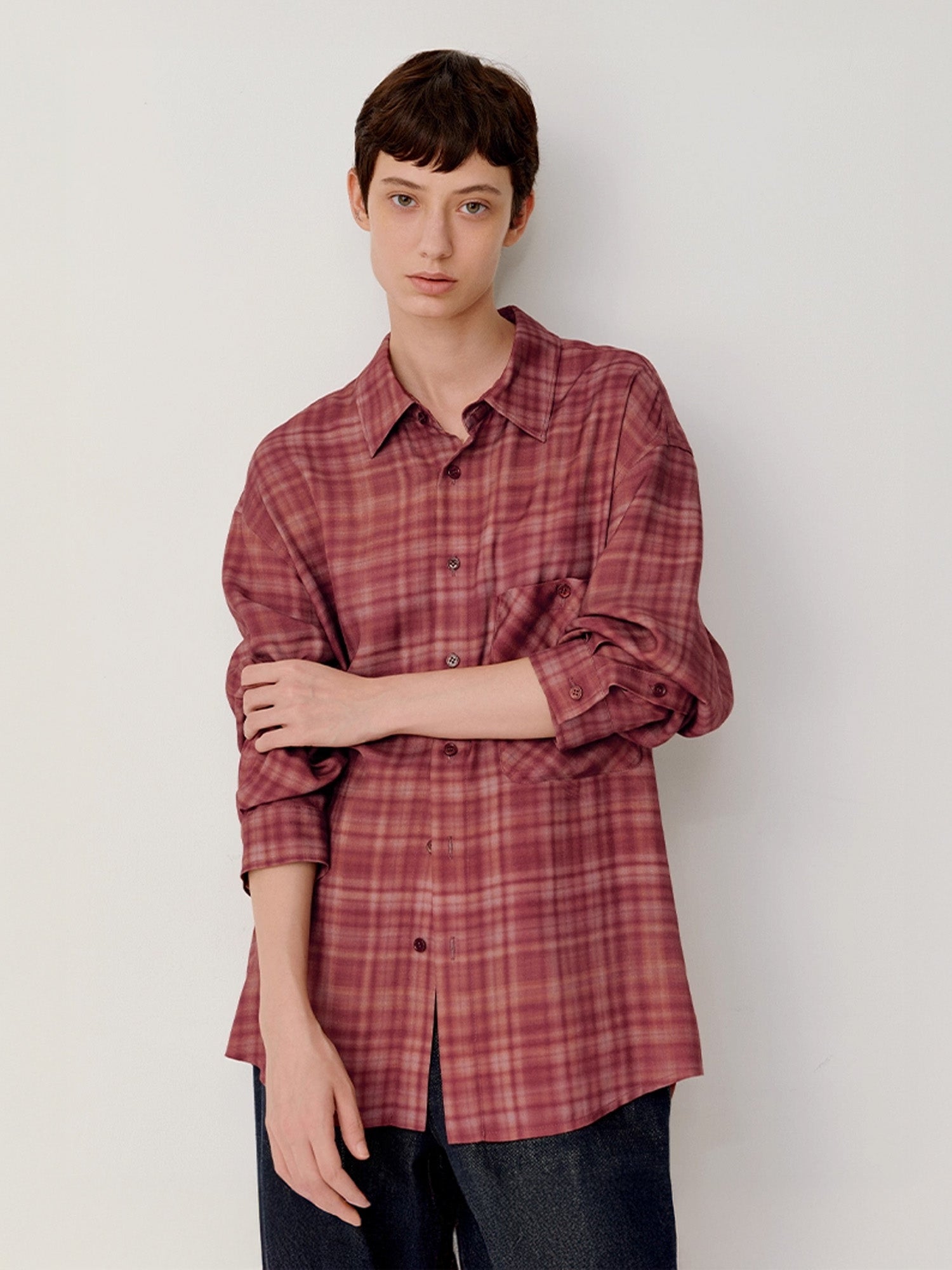 OPICLOTH Classical Oversized Plaid Shirt