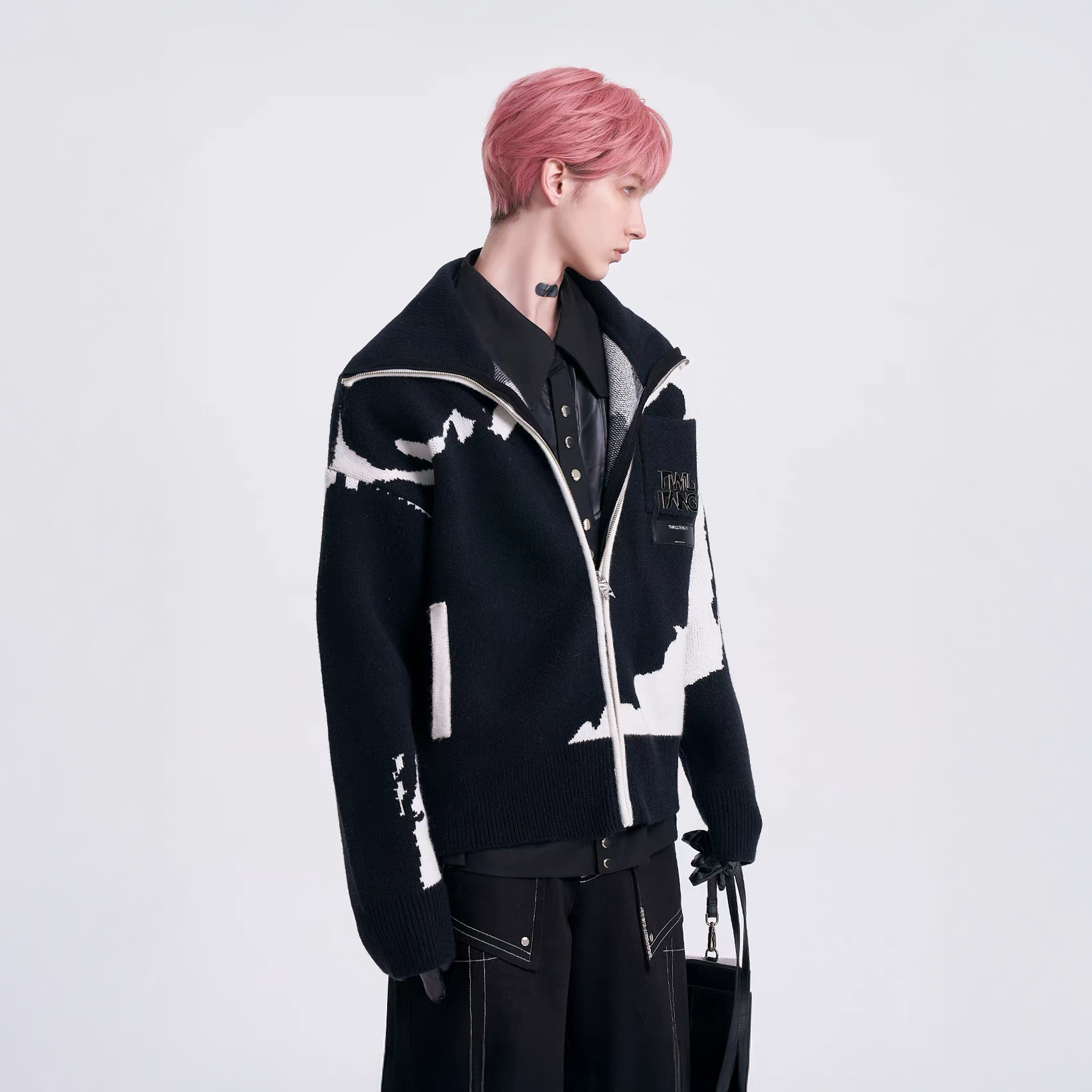 TIWILLTANG Jacquard LOGO Patch Knit Jacket