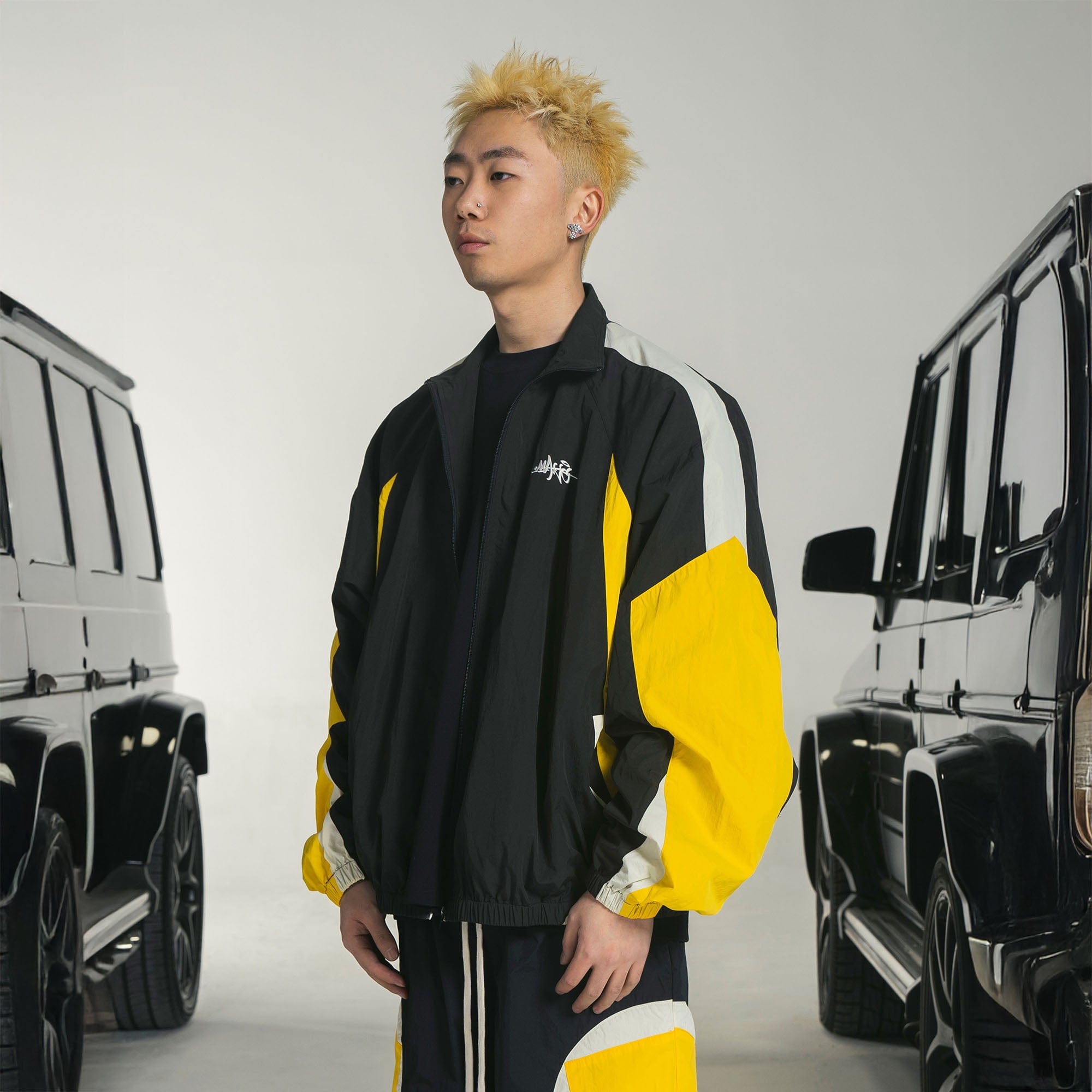 MAKEMORE Retro Contrast Panel Embroidery Jacket, premium urban and streetwear designers apparel on PROJECTISR.com, MAKEMORE