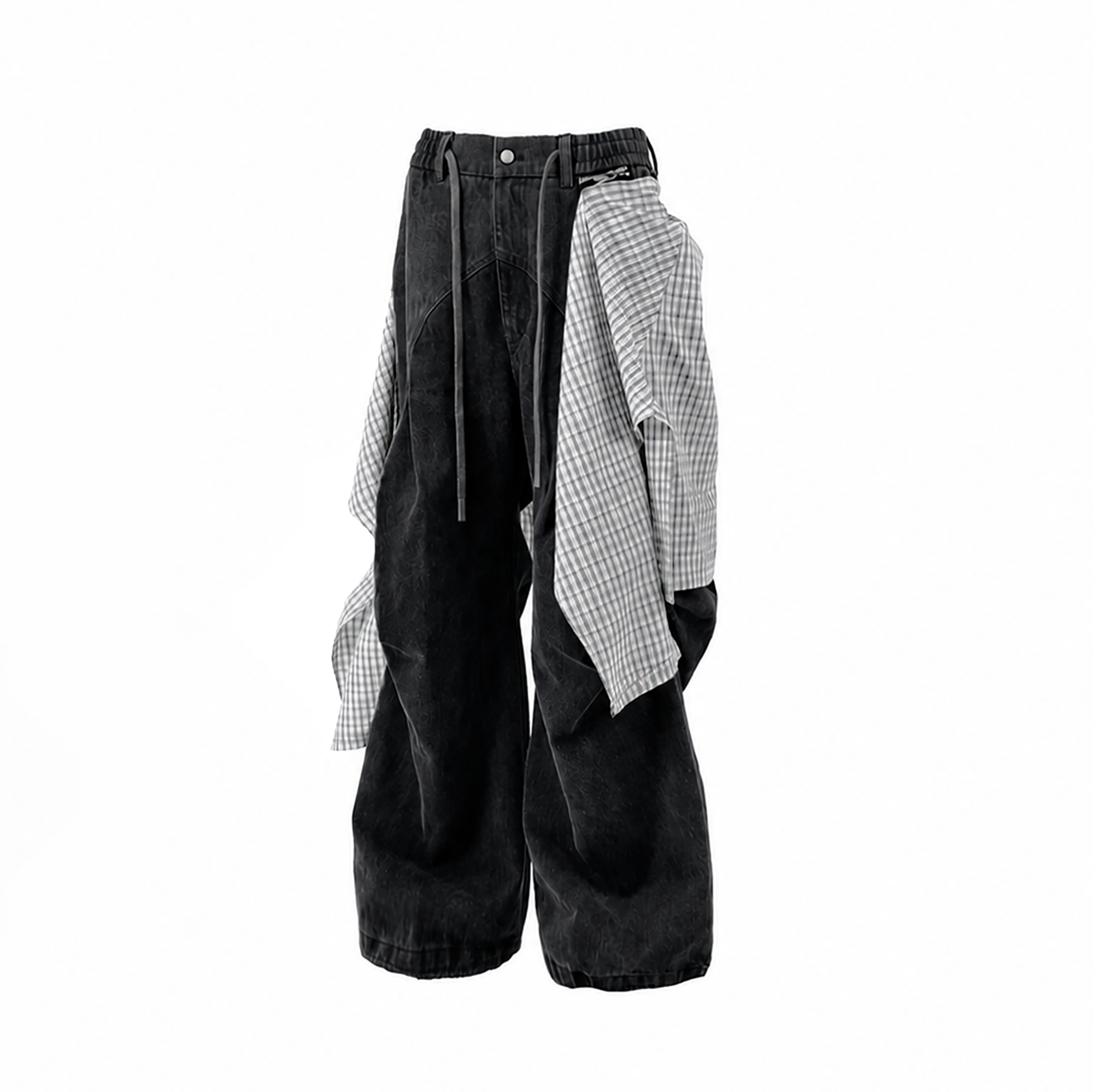 RELABEL Detachable Washed Pleated Jeans