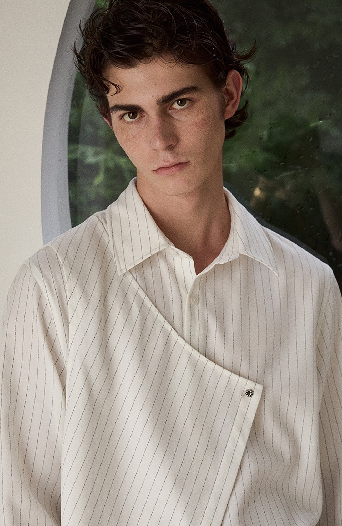 KREATE Asymmetric Layered Stripe Shirt