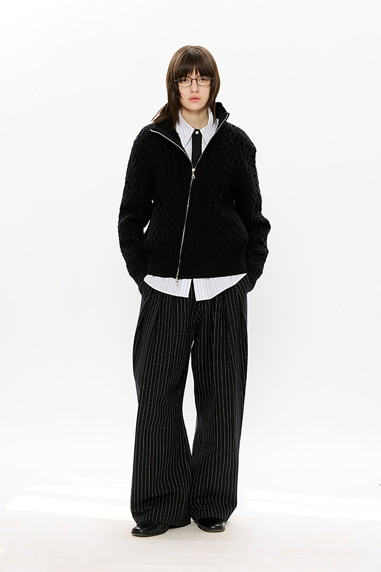 KREATE Asymmetrical Zip Cable-Knit Sweater, premium urban and streetwear designers apparel on PROJECTISR.com, KREATE
