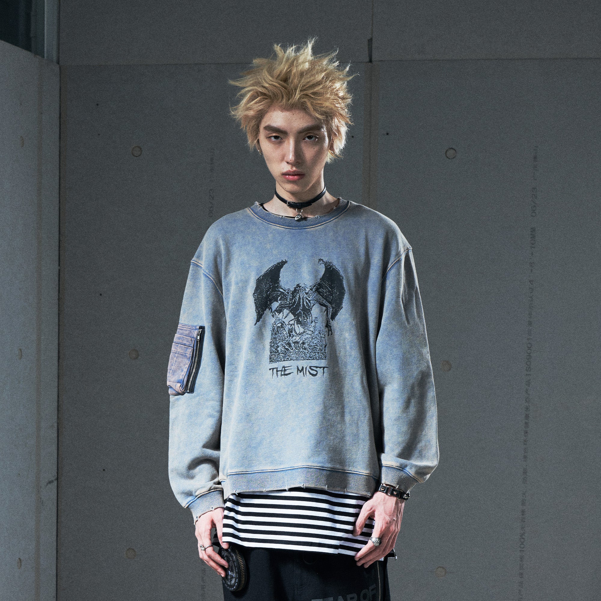VENTUREK Washed Graphic Frayed Hem Sweatshirt, premium urban and streetwear designers apparel on PROJECTISR.com, VENTUREK