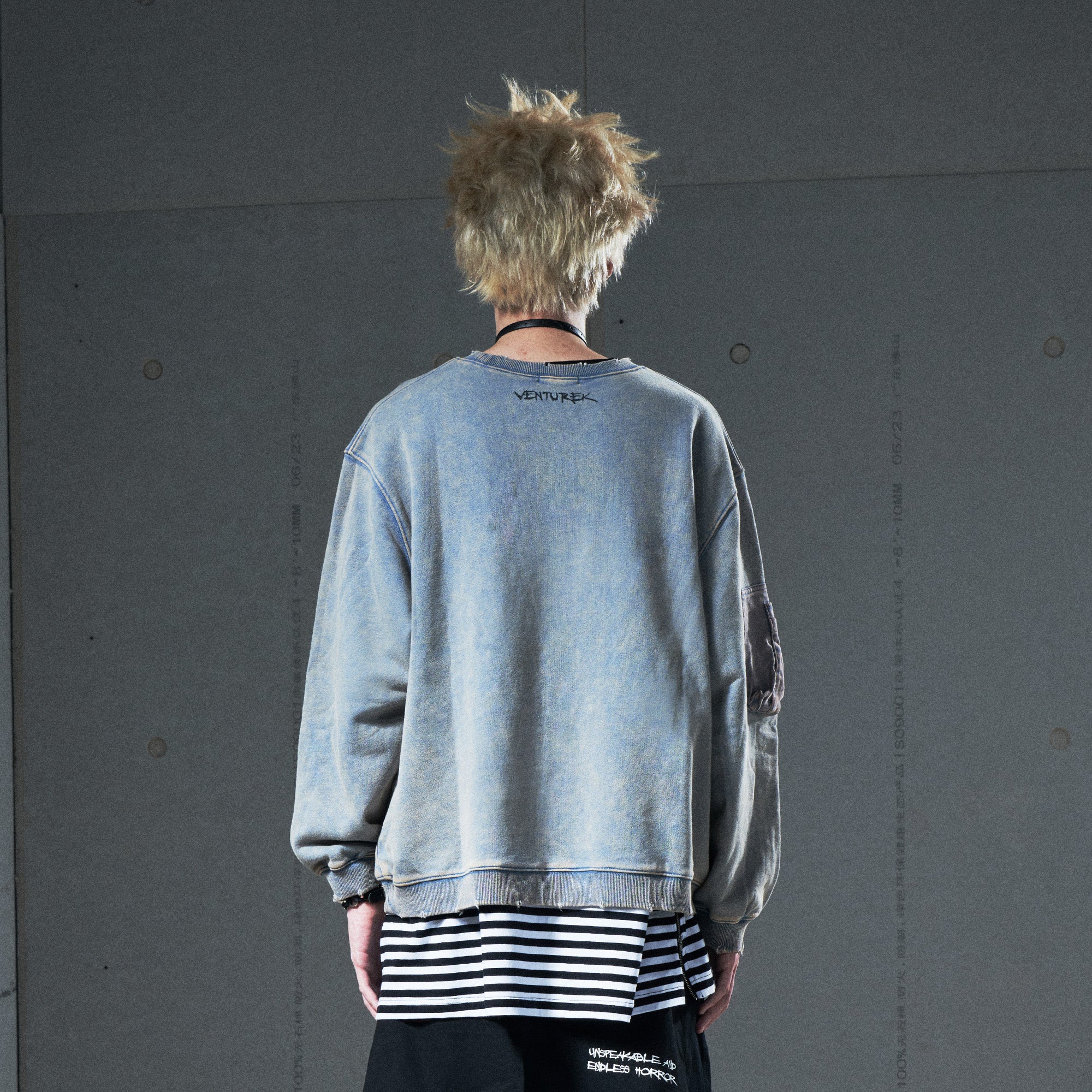 VENTUREK Washed Graphic Frayed Hem Sweatshirt, premium urban and streetwear designers apparel on PROJECTISR.com, VENTUREK