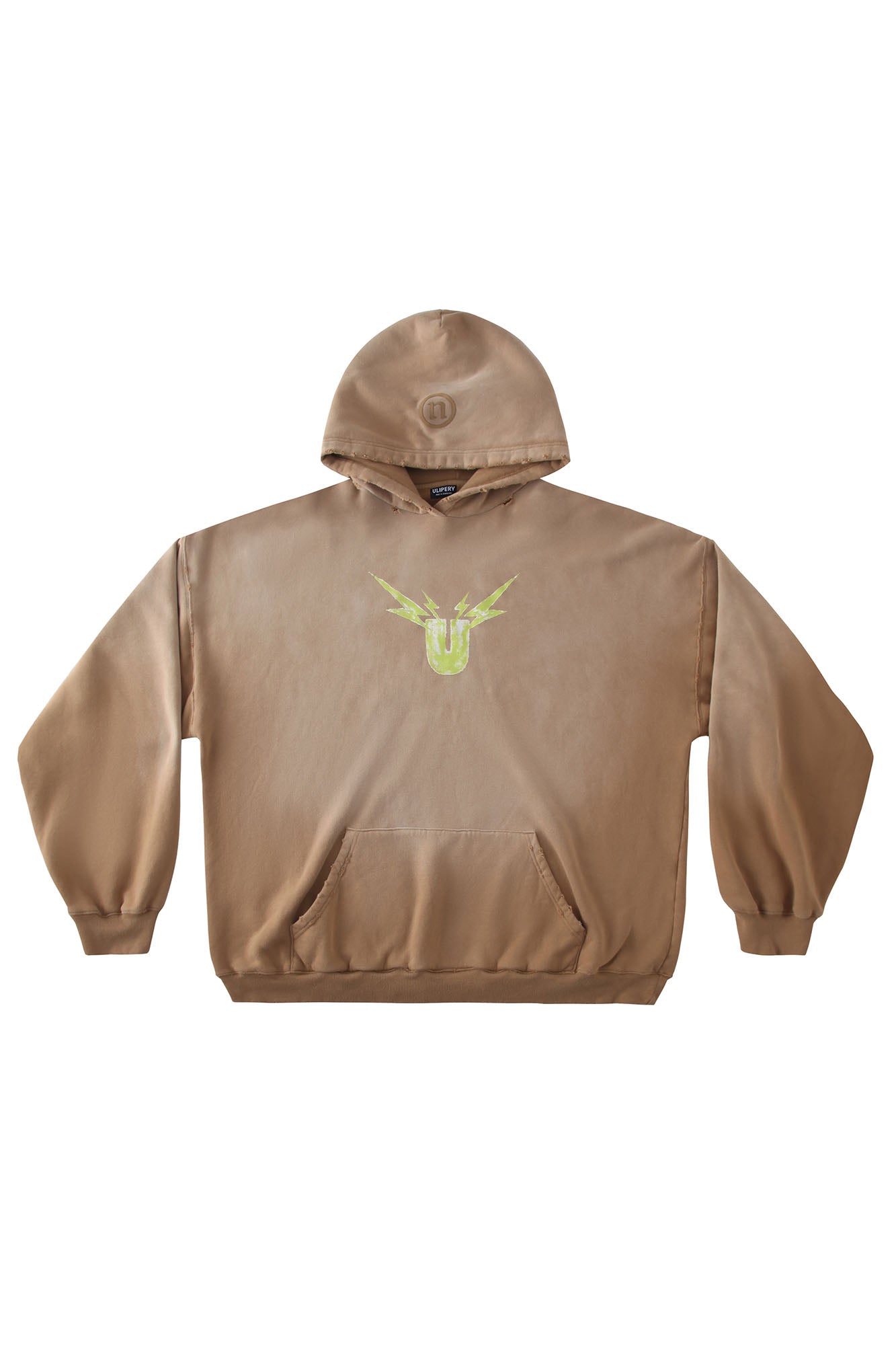 ULIPERY Distressed Gradient Oversized Hoodie Brown