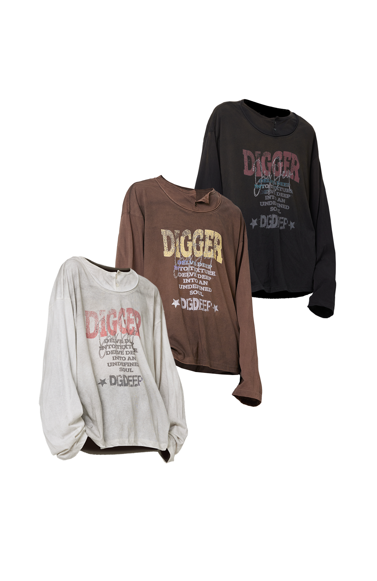 RELABEL Distressed Graphic Long-Sleeve Tee