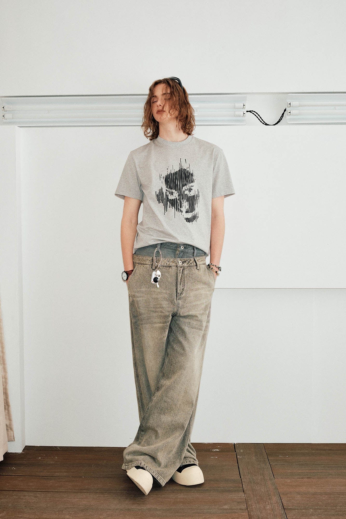 KREATE Washed Double-Waist Jeans