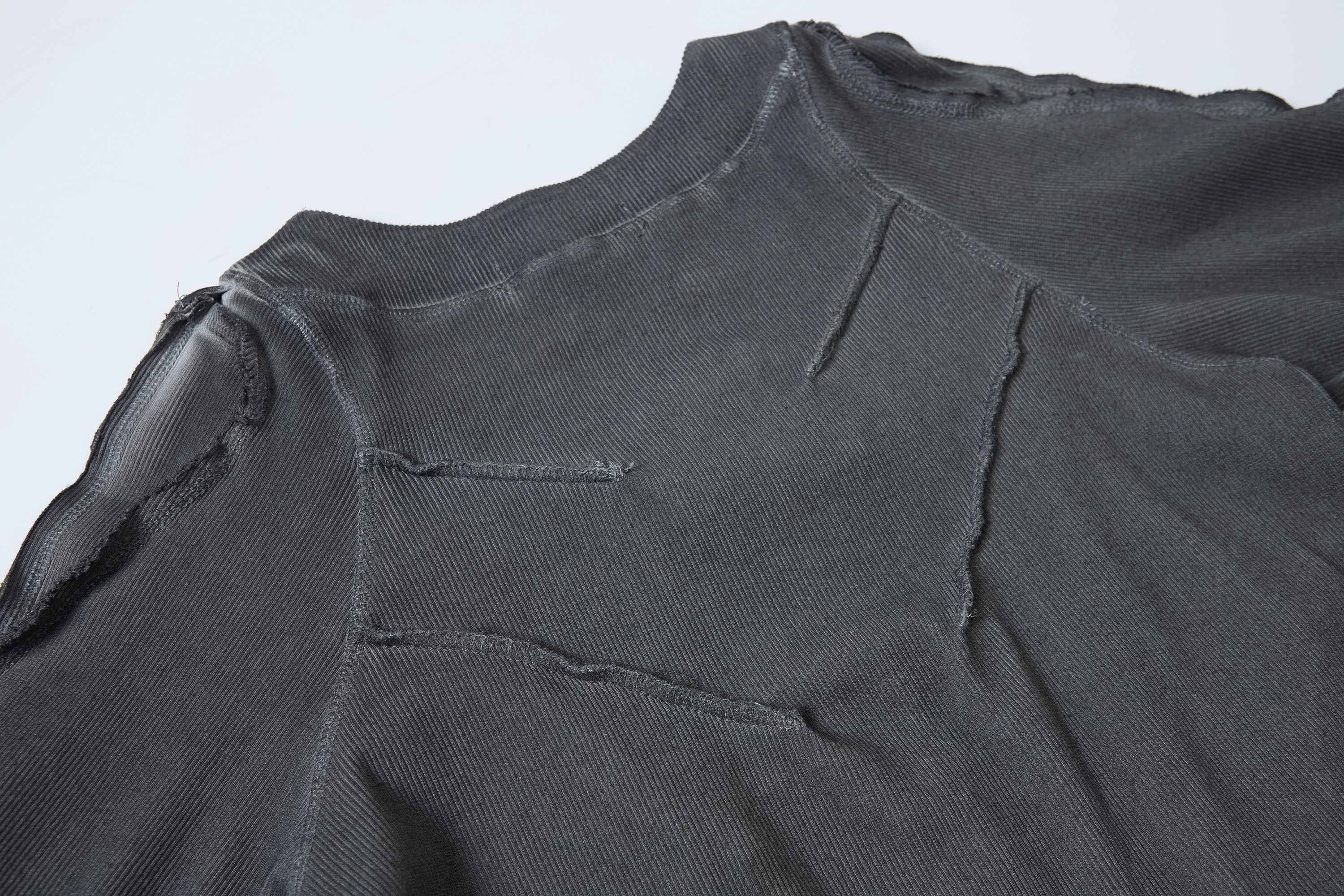 CLP Distressed Raw-Seam Paneled Long-Sleeve Tee, premium urban and streetwear designers apparel on PROJECTISR.com, CLP