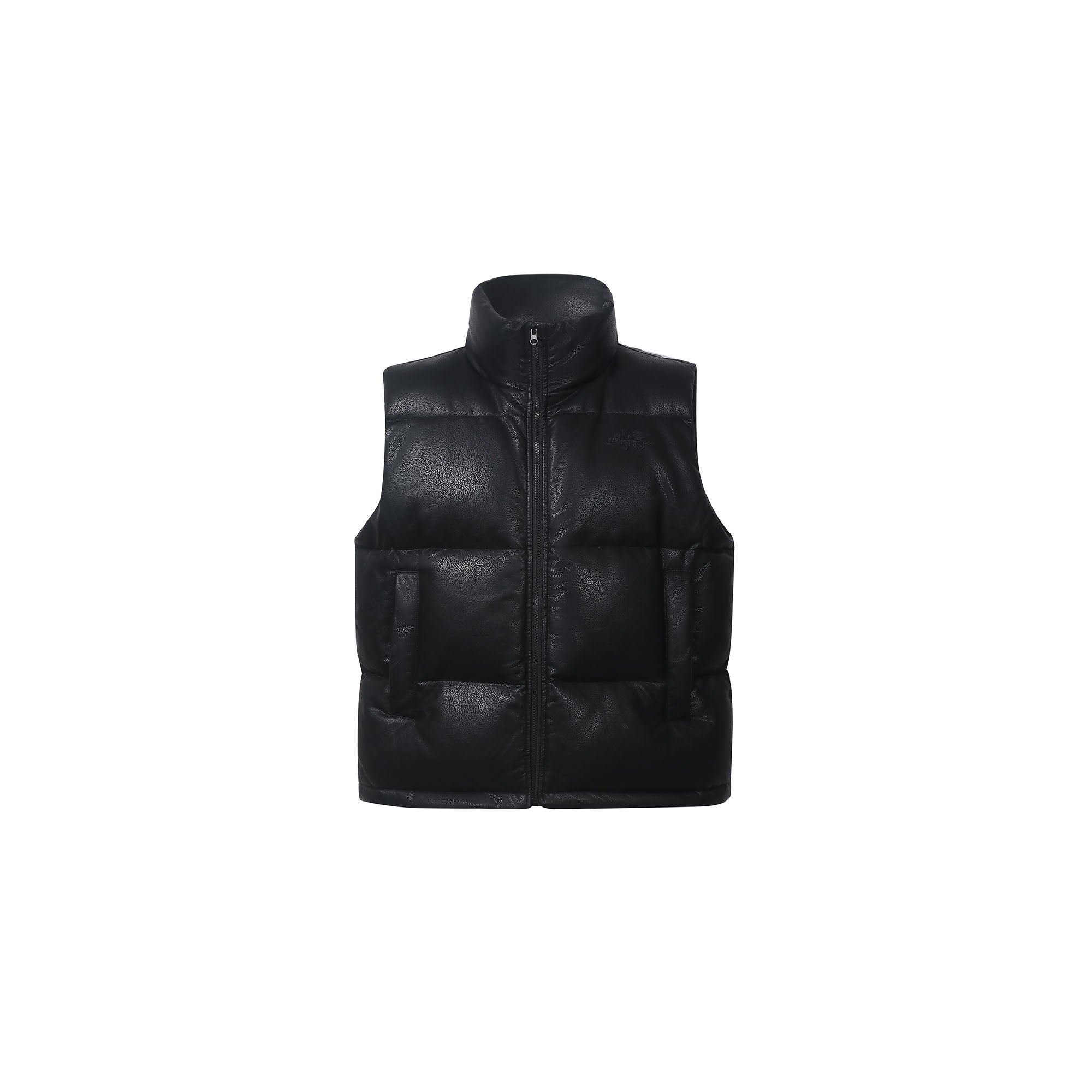 MAKEMORE PU Embossed LOGO Puffer Vest