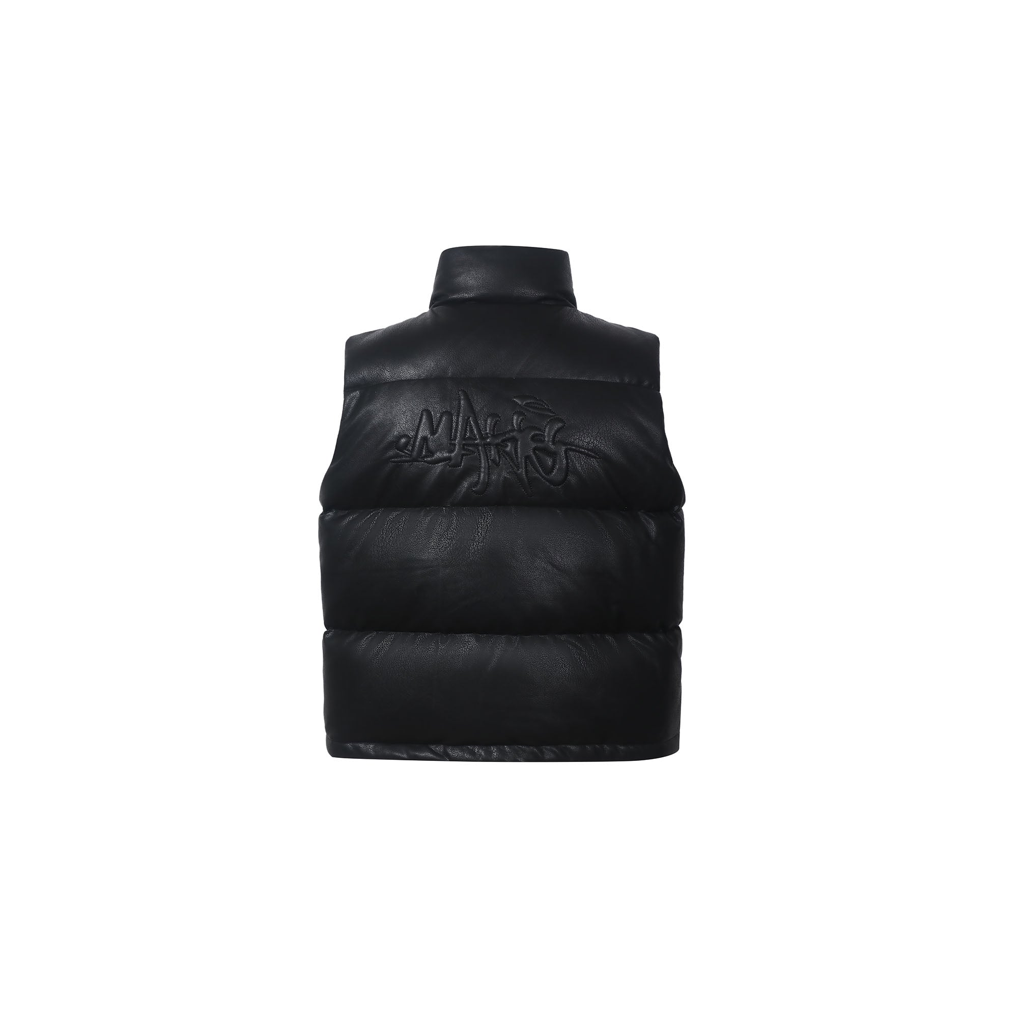 MAKEMORE PU Embossed LOGO Puffer Vest