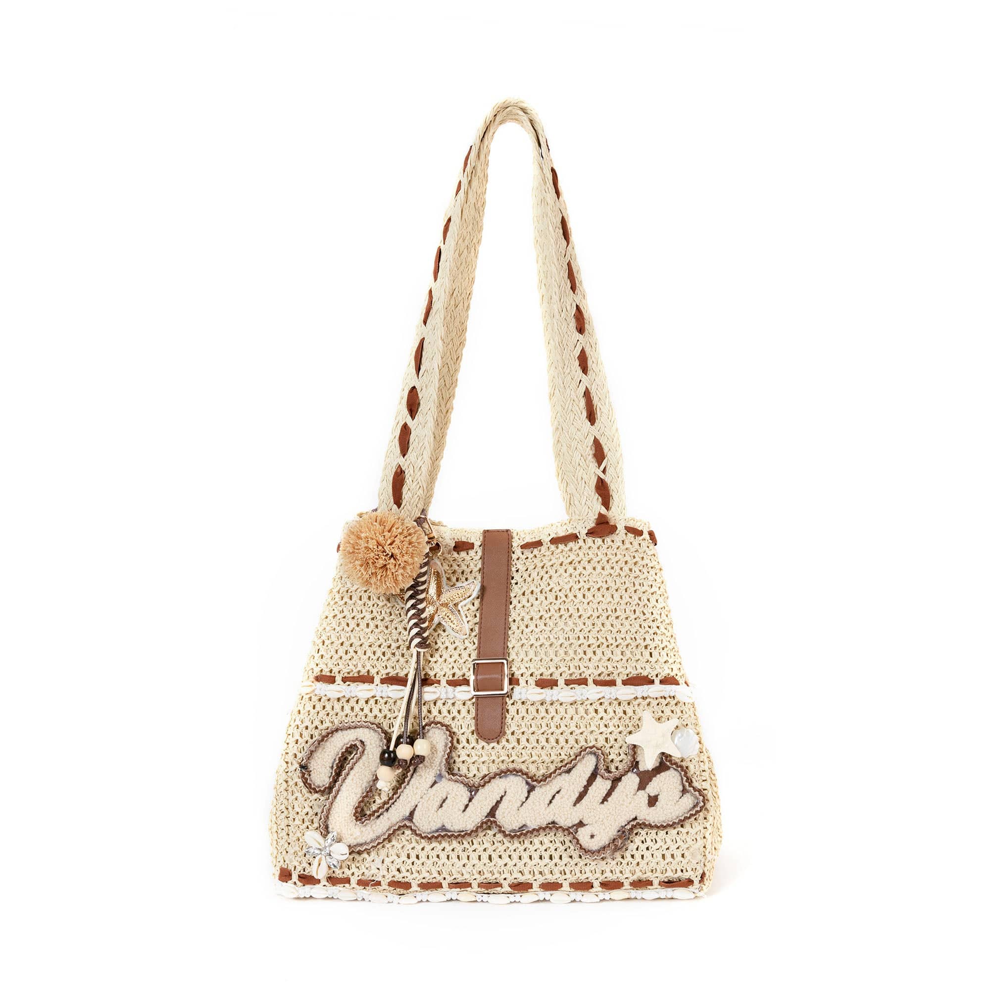 BLING BOX Contrast Trim Patchwork Crochet Tote, premium urban and streetwear designers apparel on PROJECTISR.com, BLING BOX
