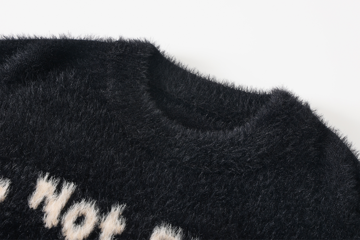 REMODUTION Mohair Slogan Relaxed Sweater