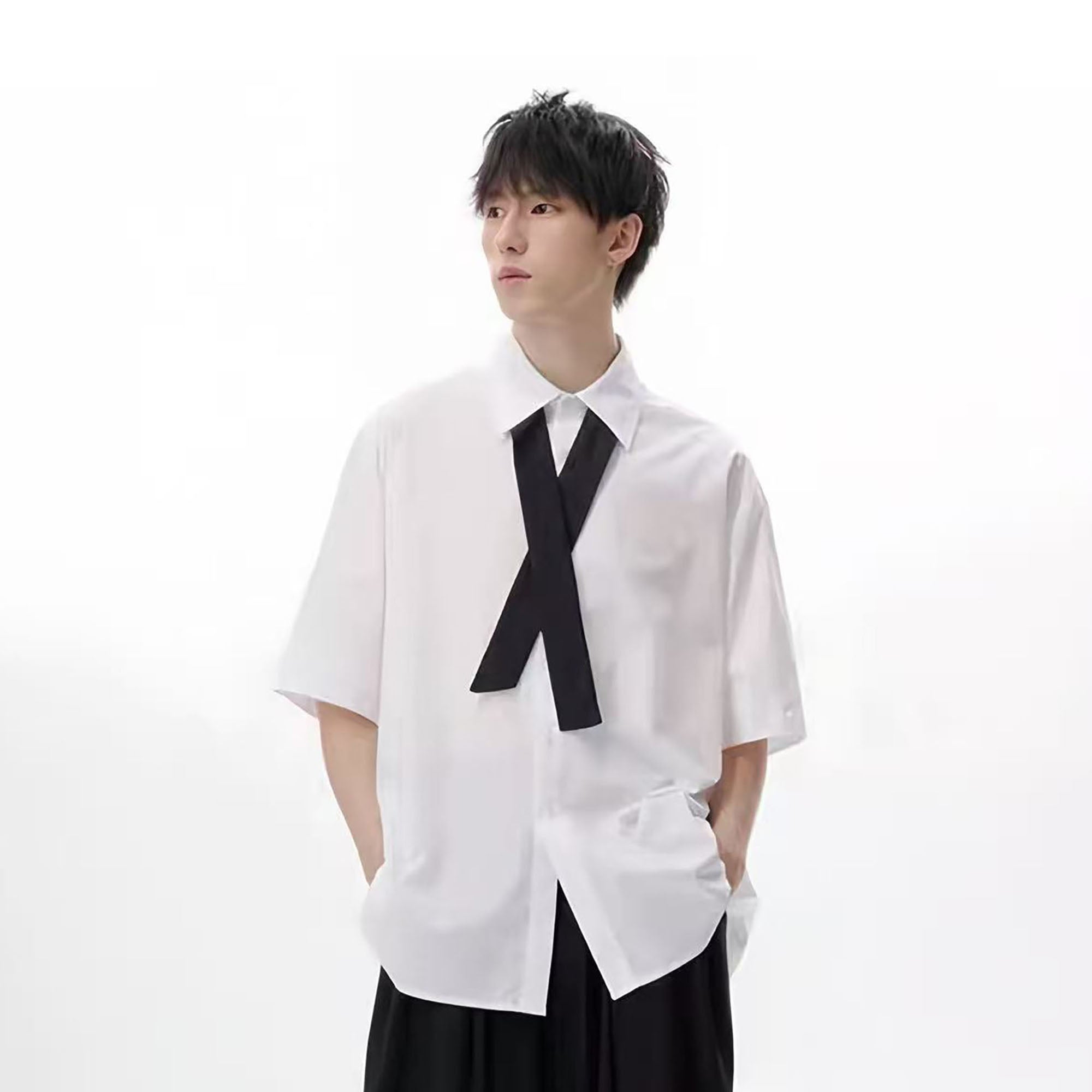 TUIMU Cross Tie Detachable Sleeve Shirt, premium urban and streetwear designers apparel on PROJECTISR.com, TUIMU