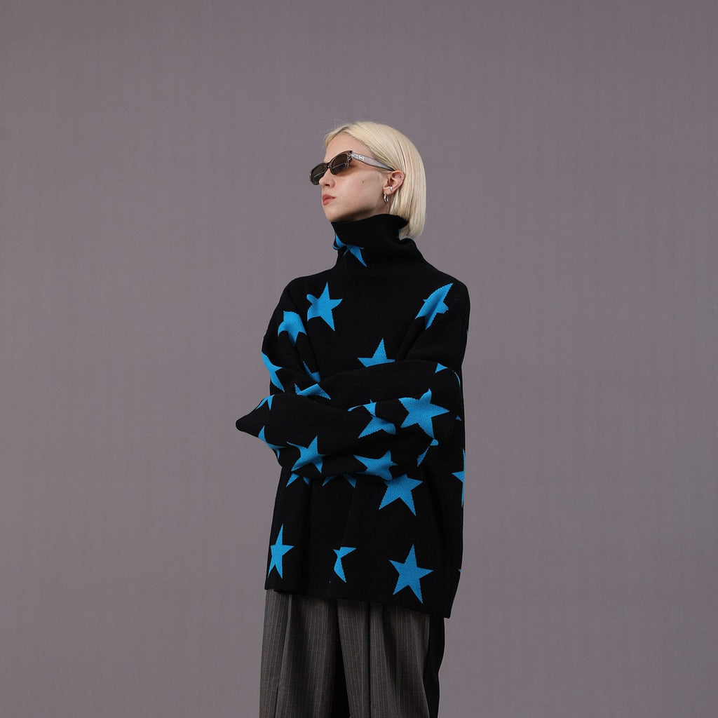 MIICHOUS Full Printed Stars Turtleneck Sweater, premium urban and streetwear designers apparel on PROJECTISR.com, Miichous